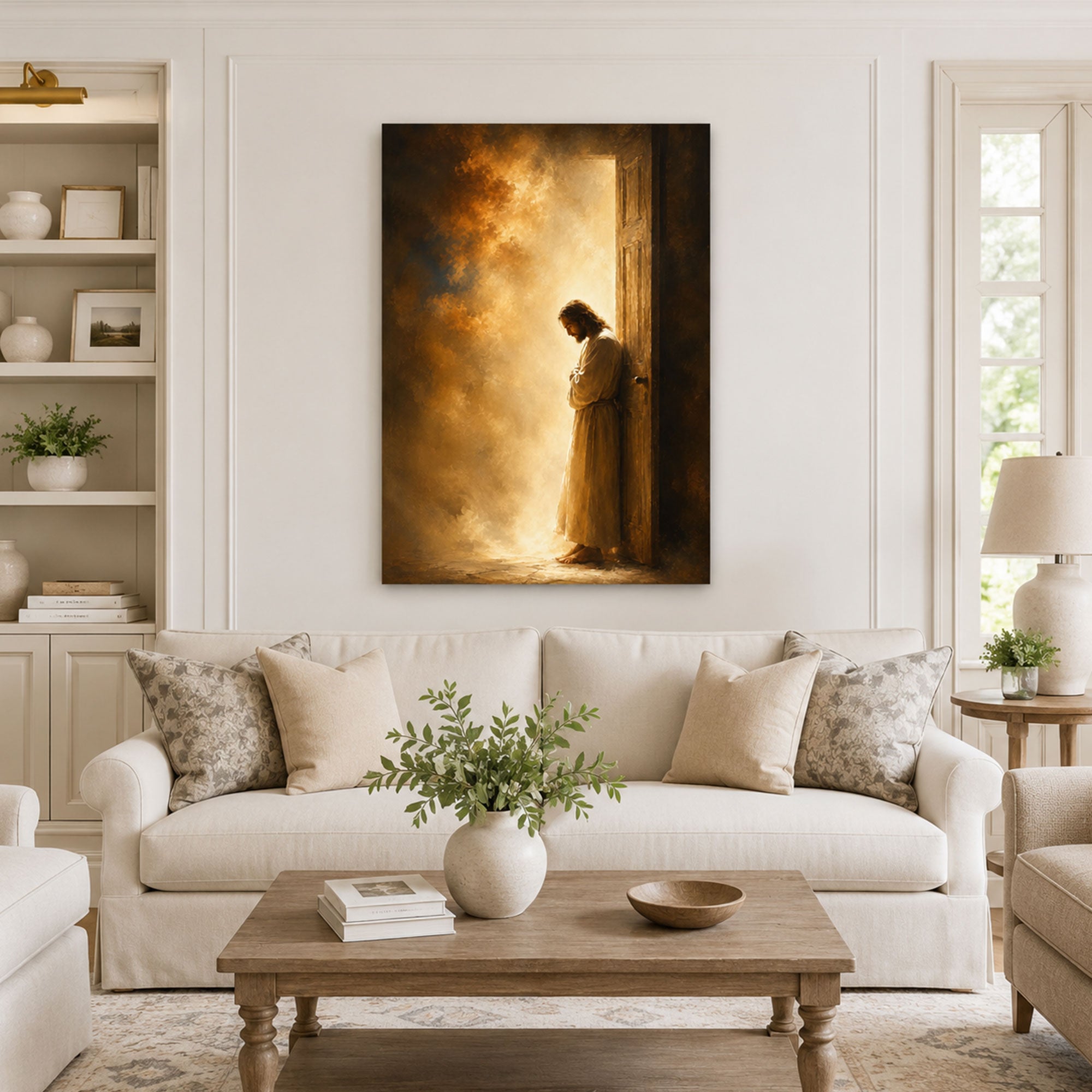 Jesus in the Open Doorway Canvas Print, Christian Home Decor