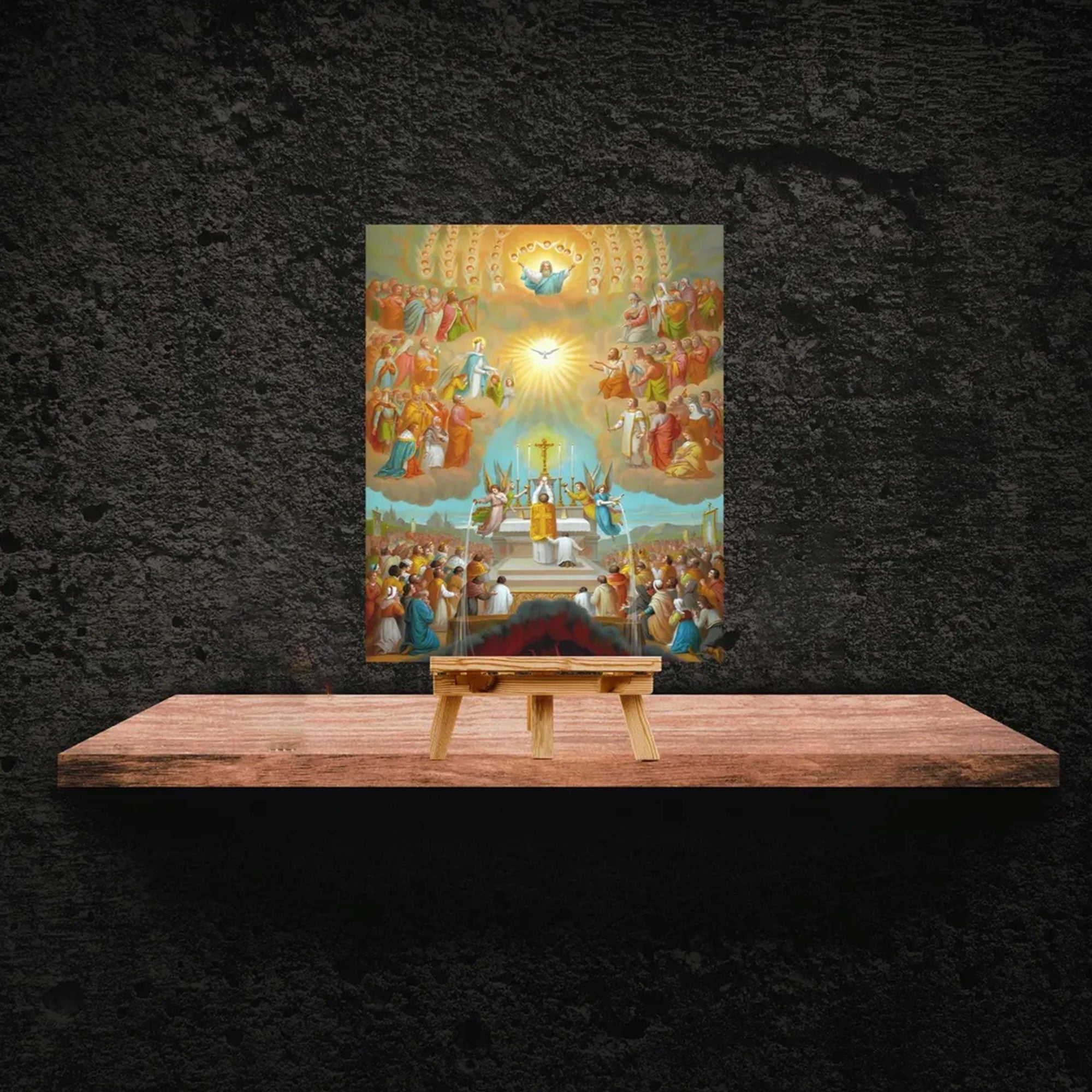 The Communion of the Saints Canvas Print, The Mass in Heaven and Earth Tridentine Catholic Art & Holy Souls All Souls Day Decor