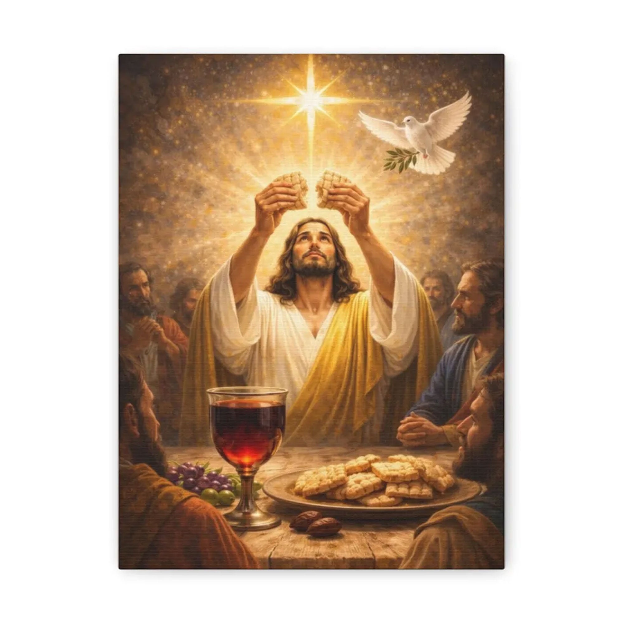 The Last Supper Communion Canvas Print, Matte Stretched Christian Wall Art, Religious Faith Home Decor