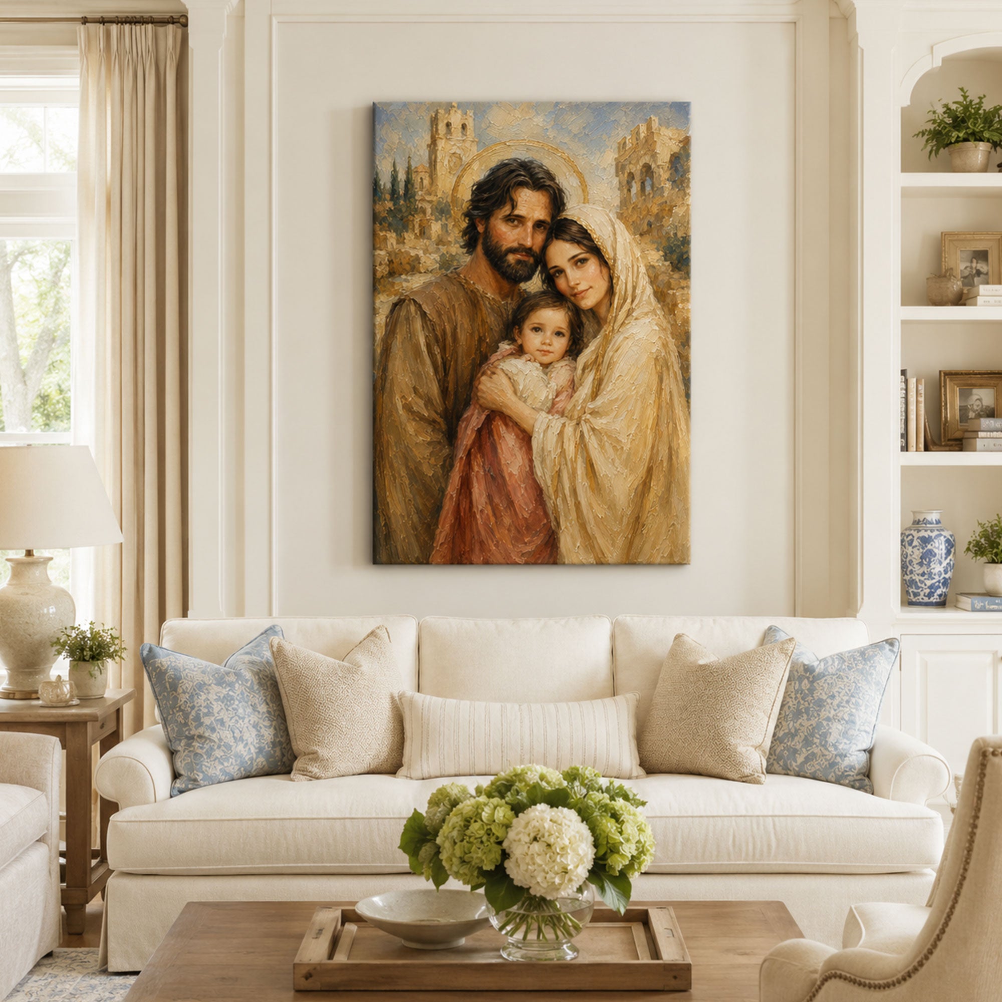 Saints Joachim and Anne with Young Mary Canvas Print, Jerusalem Catholic Decor