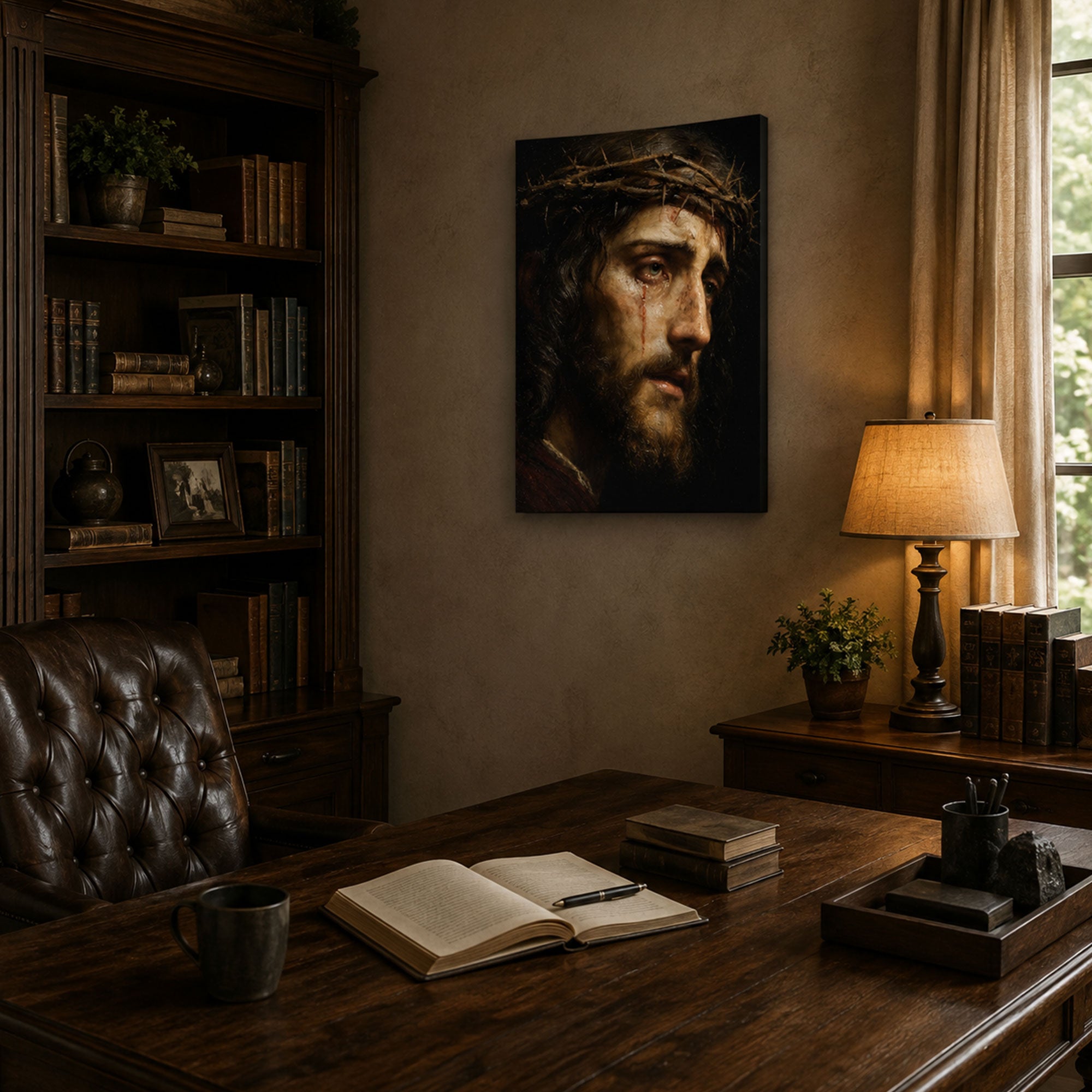 Jesus Crown of Thorns Canvas Print, Passion of Christ Catholic Wall Decor