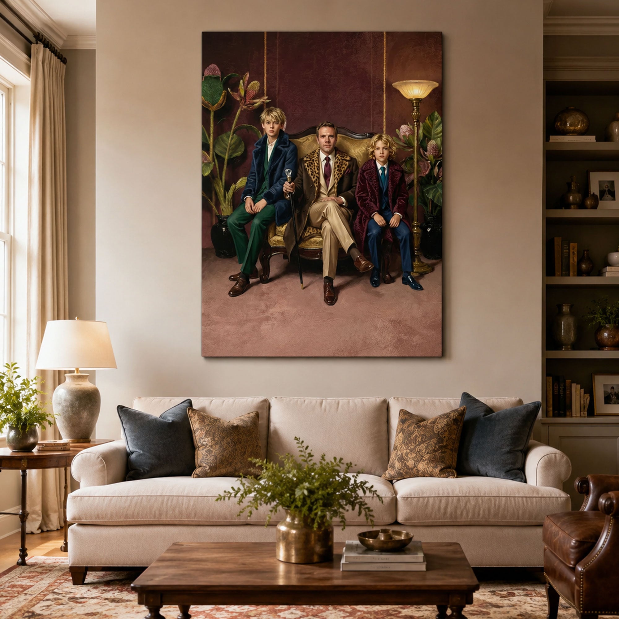 Custom Face For Dad Dynasty Canvas, Personalized Father and Sons Portrait, Father’s Day Gift