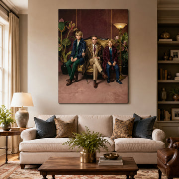 Custom Face For Dad Dynasty Canvas, Personalized Father and Sons Portrait, Father’s Day Gift