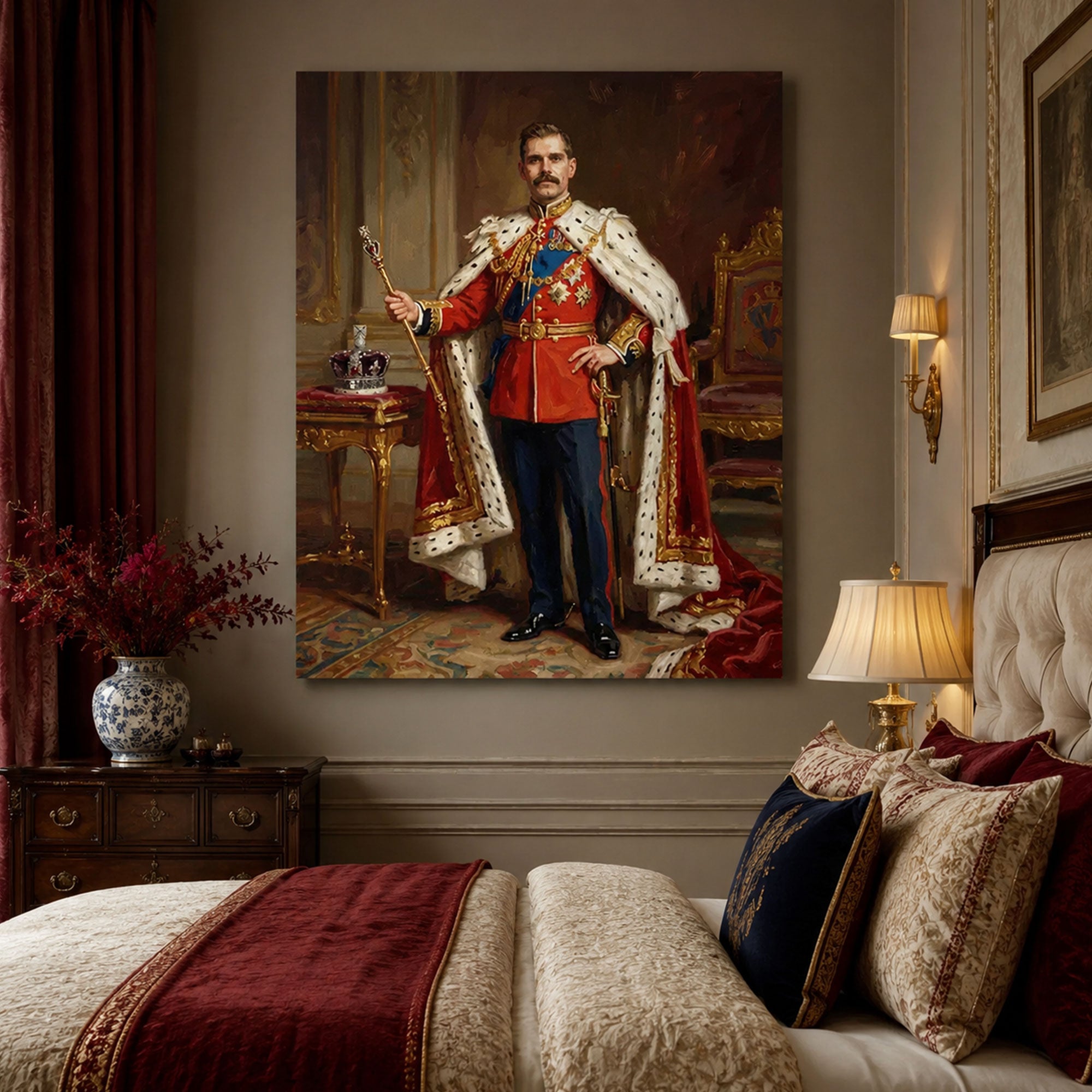 Custom Face For Dad The Great King Canvas, Personalized Royal Portrait, Funny Father’s Day Gift
