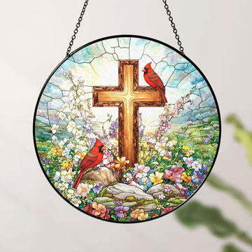 Jesus Stained Glass Suncatcher, Christian Window Hanging Decor, Religious Faith Gift, Spiritual Home Ornament
