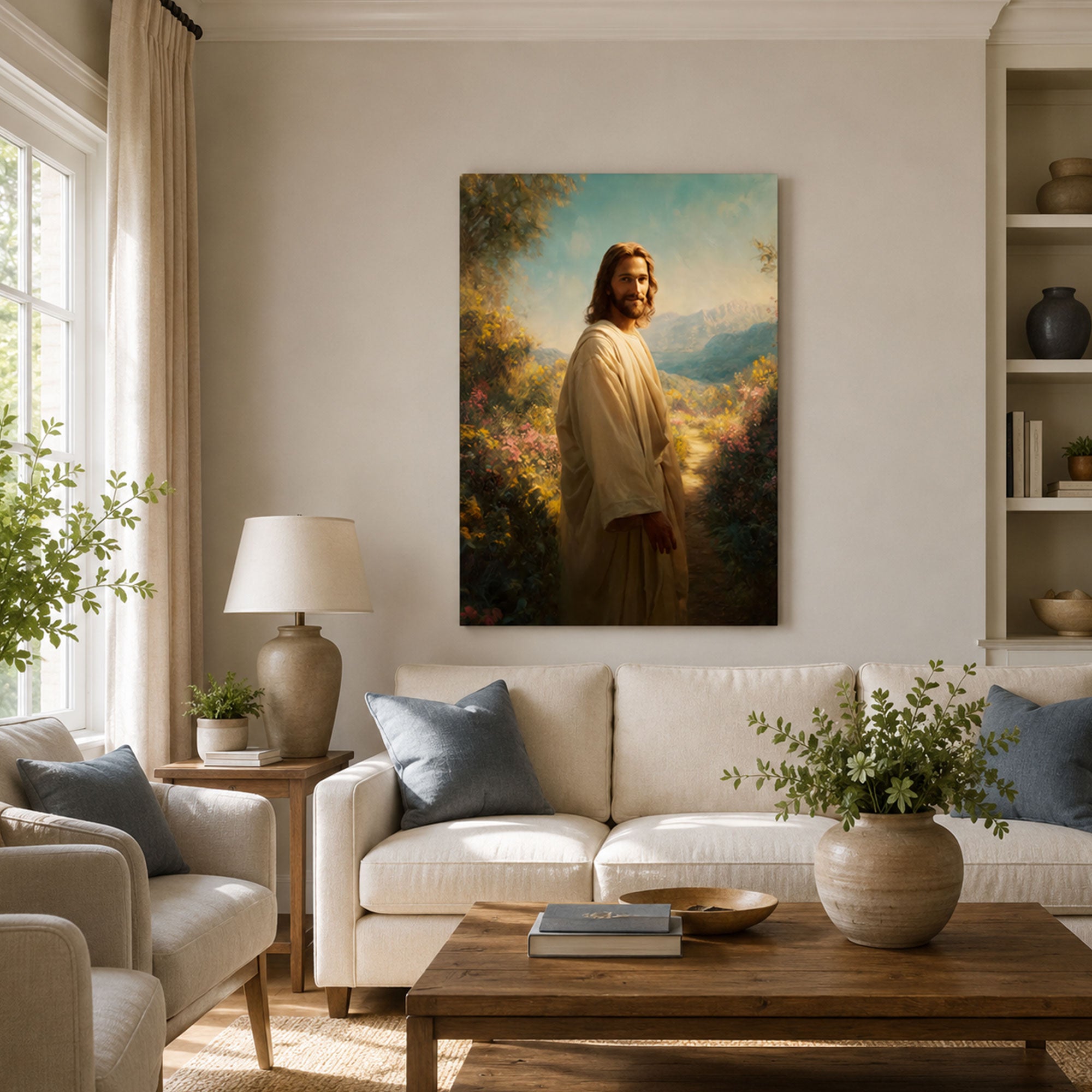 Follow Me Jesus Canvas Print, Walking with Christ Christian Wall Decor, Faith Journey Gift