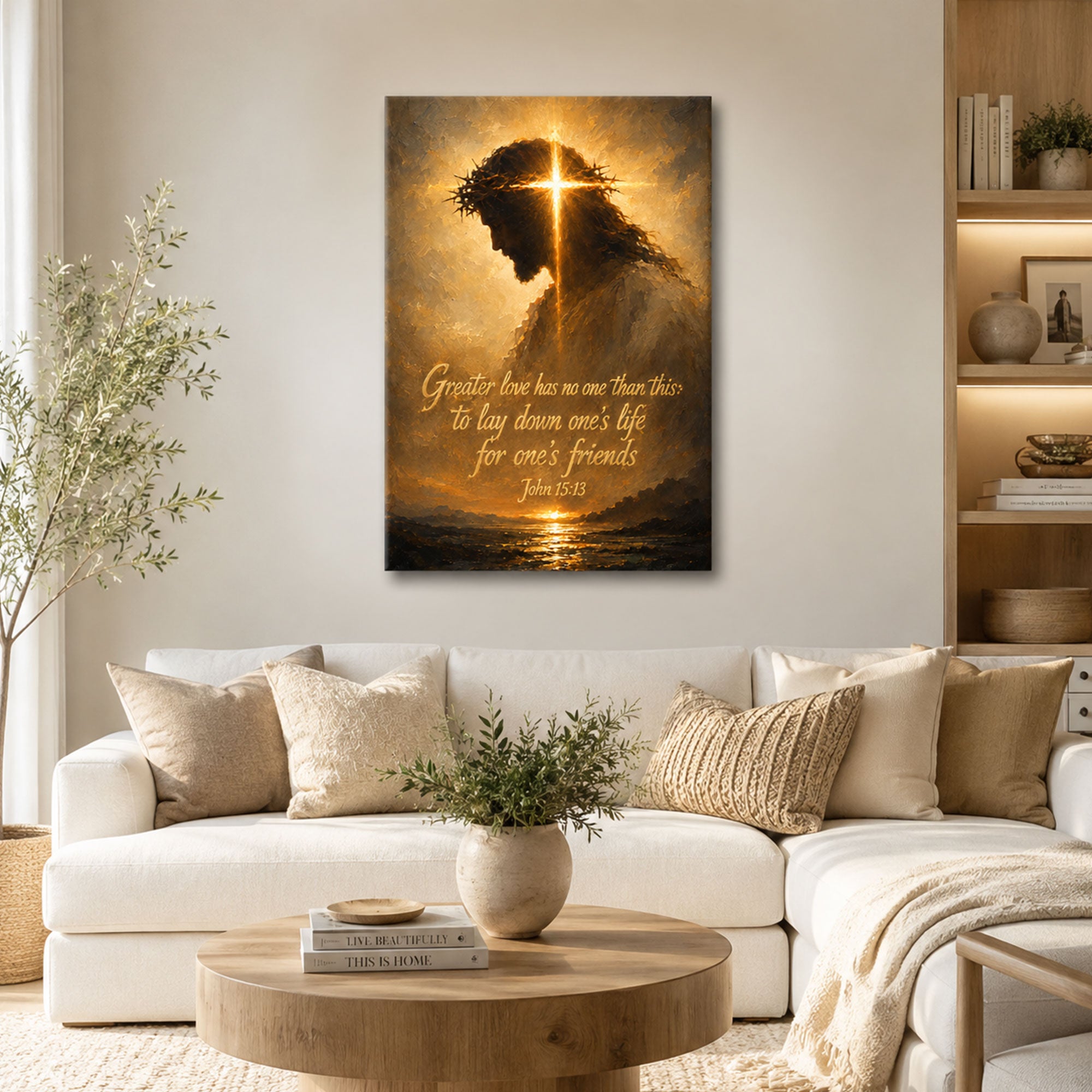 Greater Love Has No One Than This Canvas Print, John 15:13 Jesus Christian Wall Decor, Faith Gift