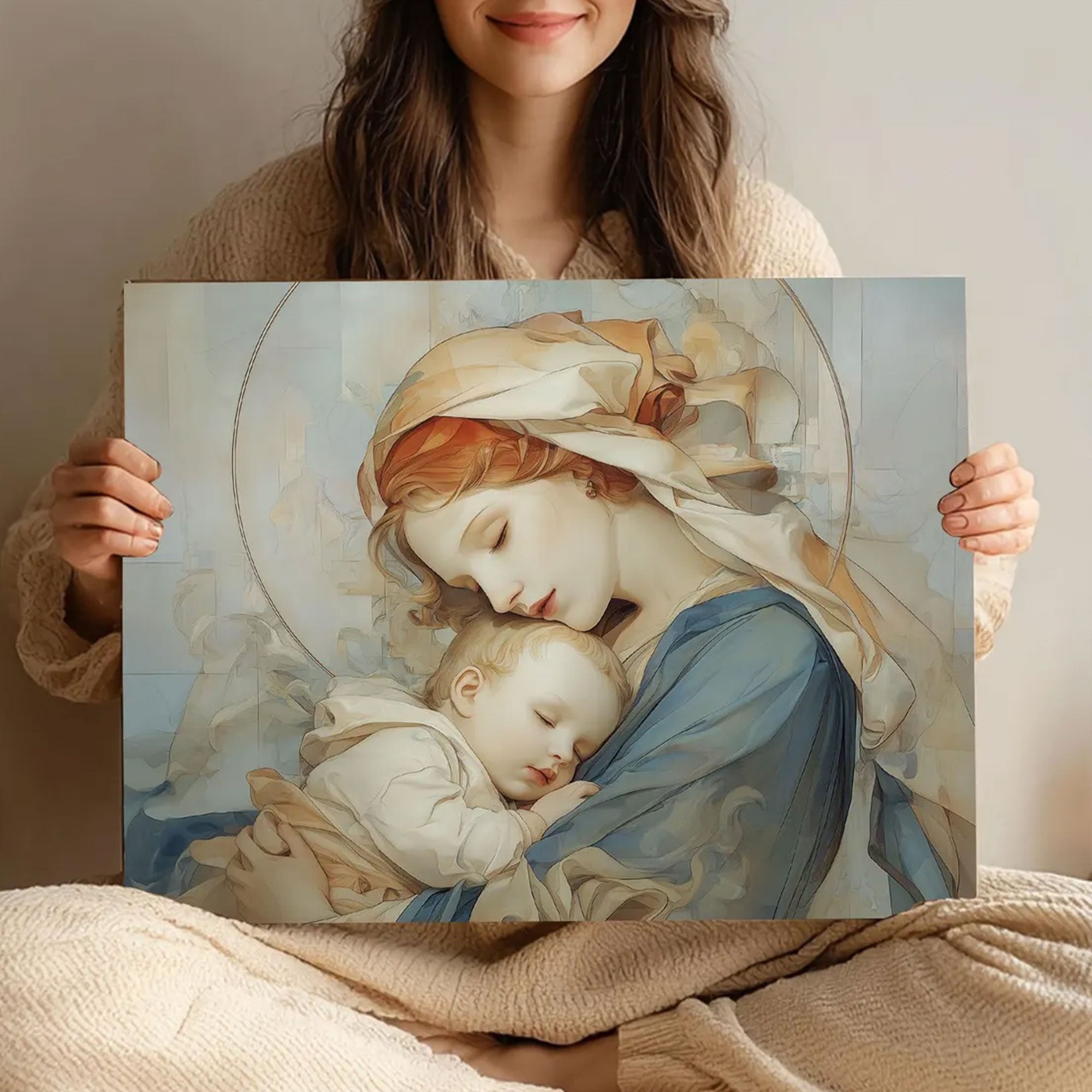 Mary and Baby Jesus Canvas Print, Madonna and Child Wall Art, Christian Home Decor, Faith Inspired Gift