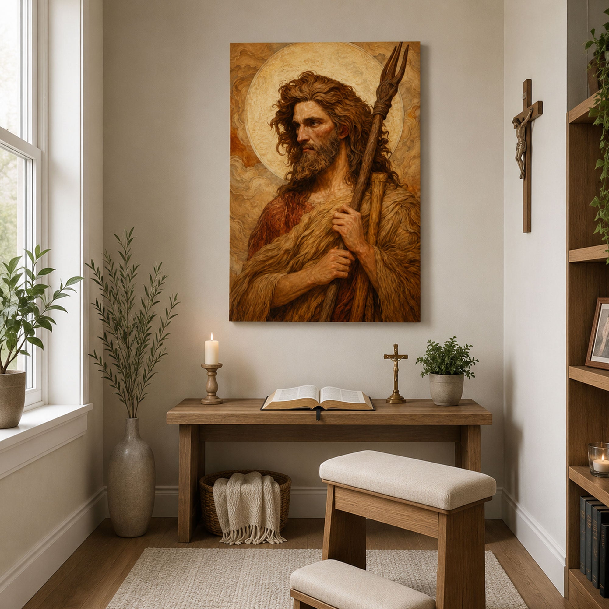 Saint John the Baptist Canvas Print, Catholic Wall Decor, Christian Faith Gift