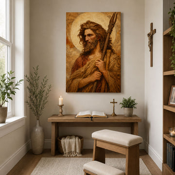 Saint John the Baptist Canvas Print, Catholic Wall Decor, Christian Faith Gift