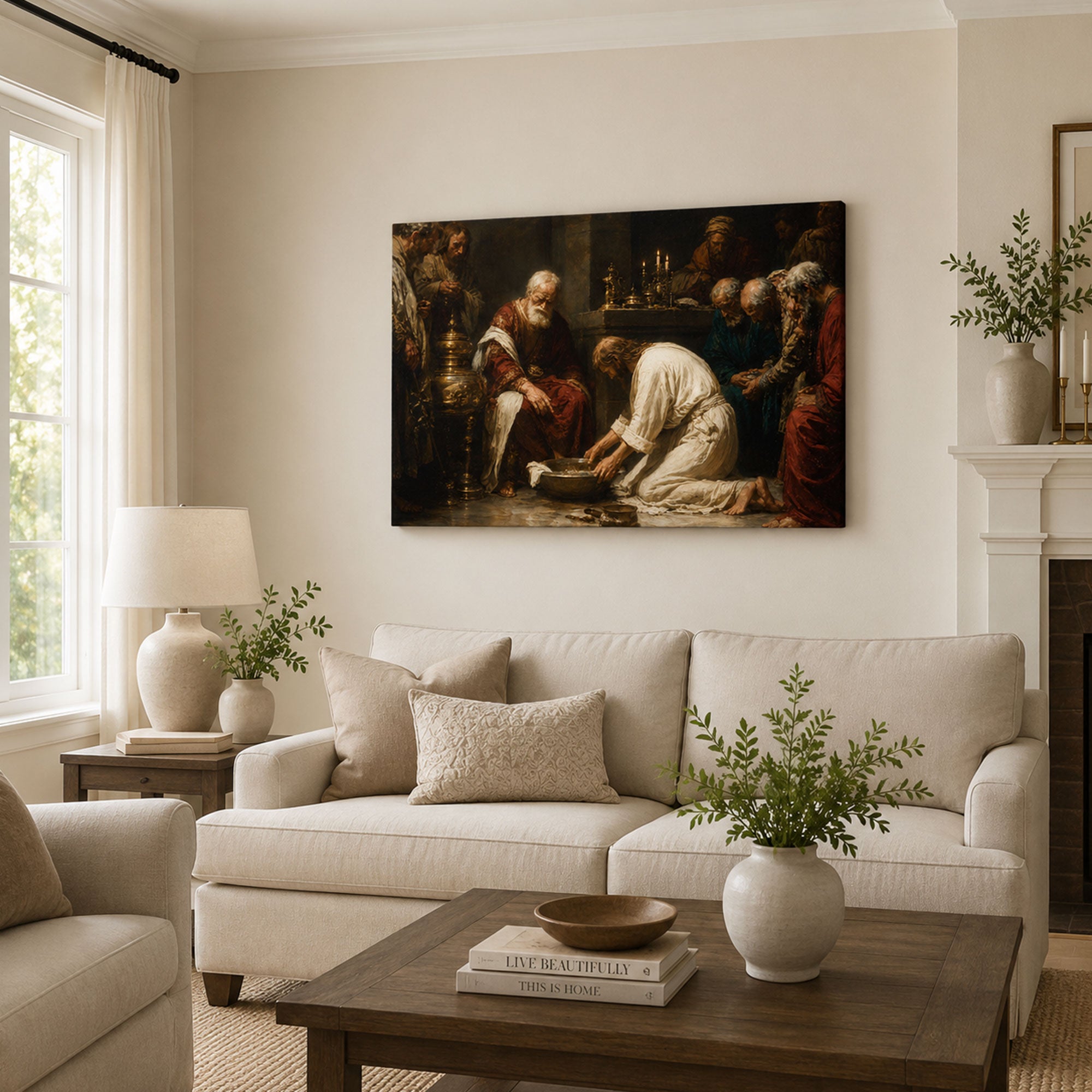 Washing of the Disciples’ Feet Canvas Print, Catholic Sacred Art