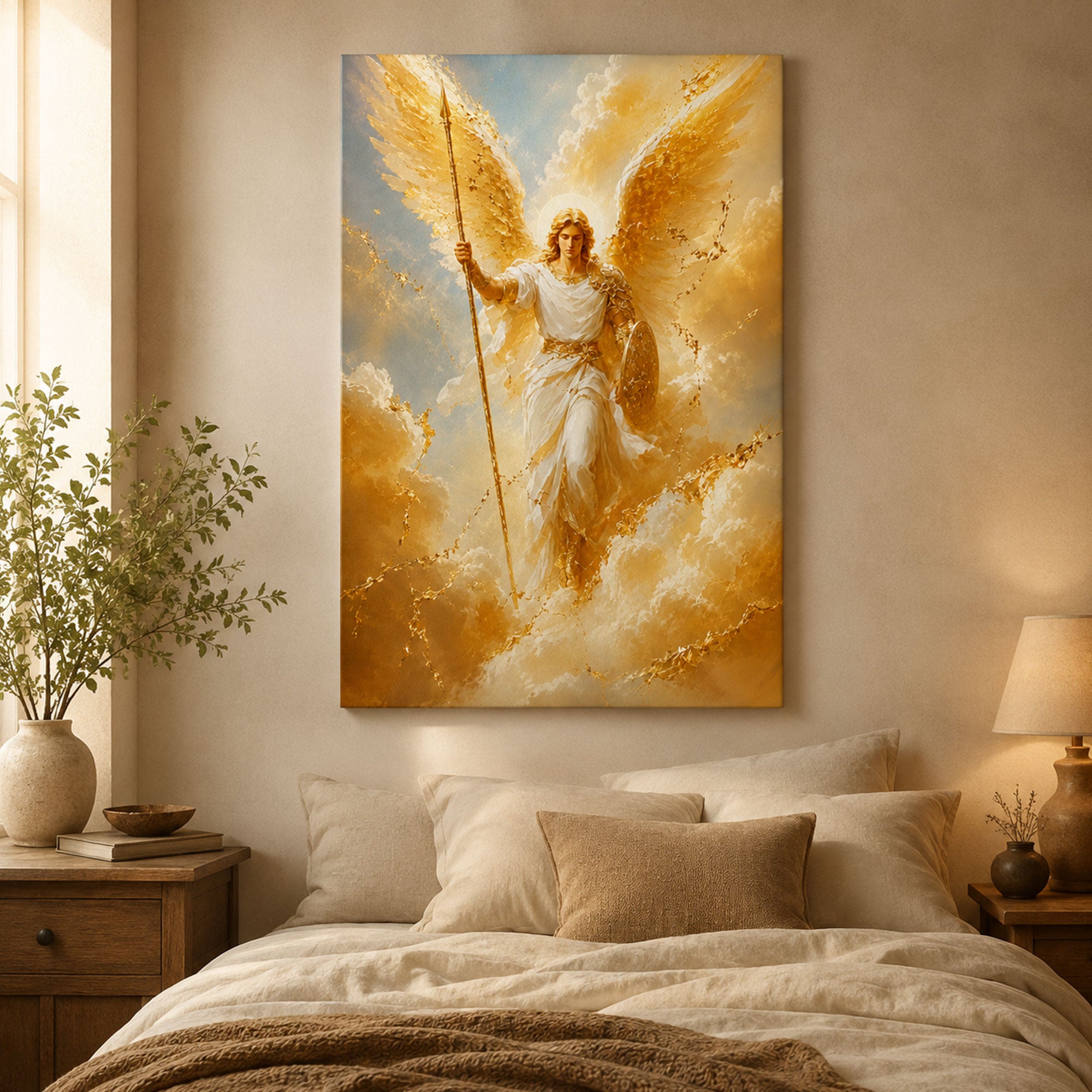 Saint Michael Archangel Canvas Print, Heavenly Warrior Catholic Wall Art, Guardian Faith Home Decor