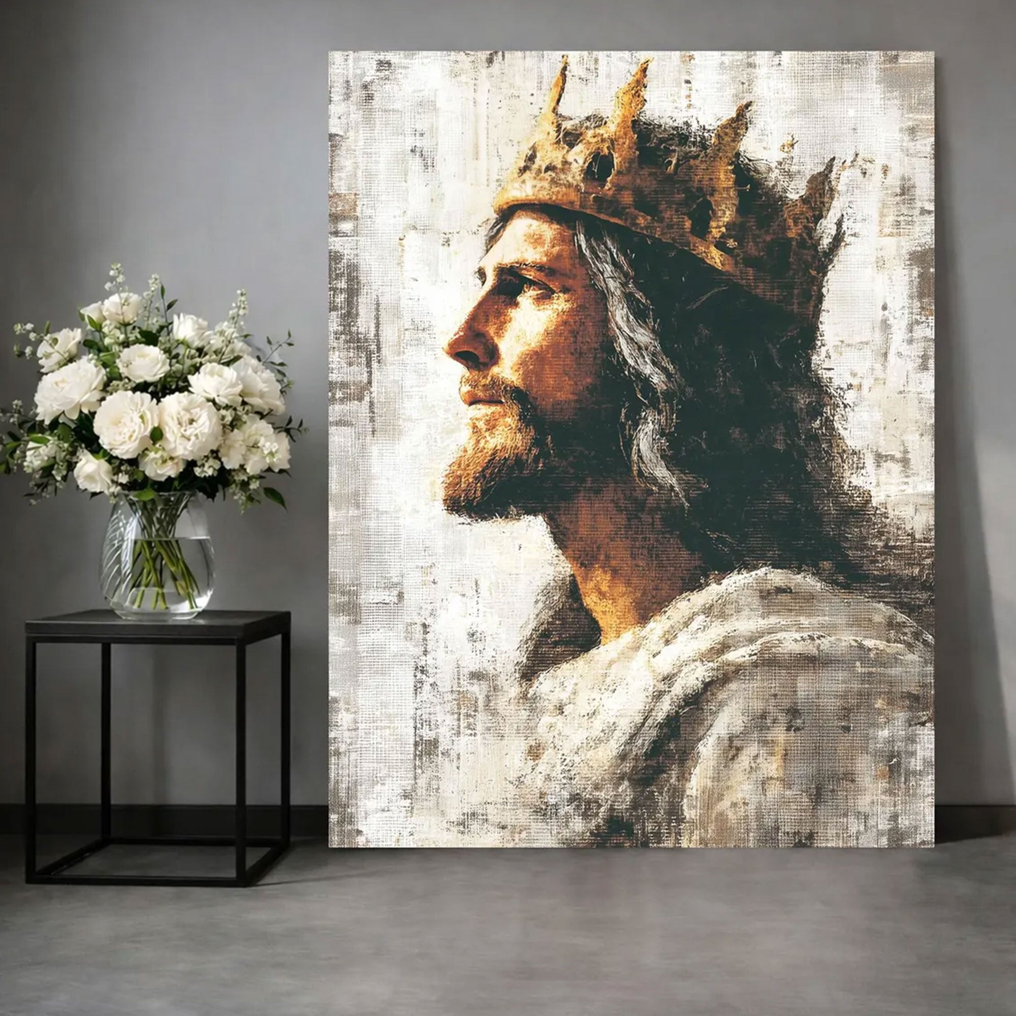 Crowned Jesus Christ Canvas Print, Christ the King Religious Wall Art, Catholic Christian Faith Decor