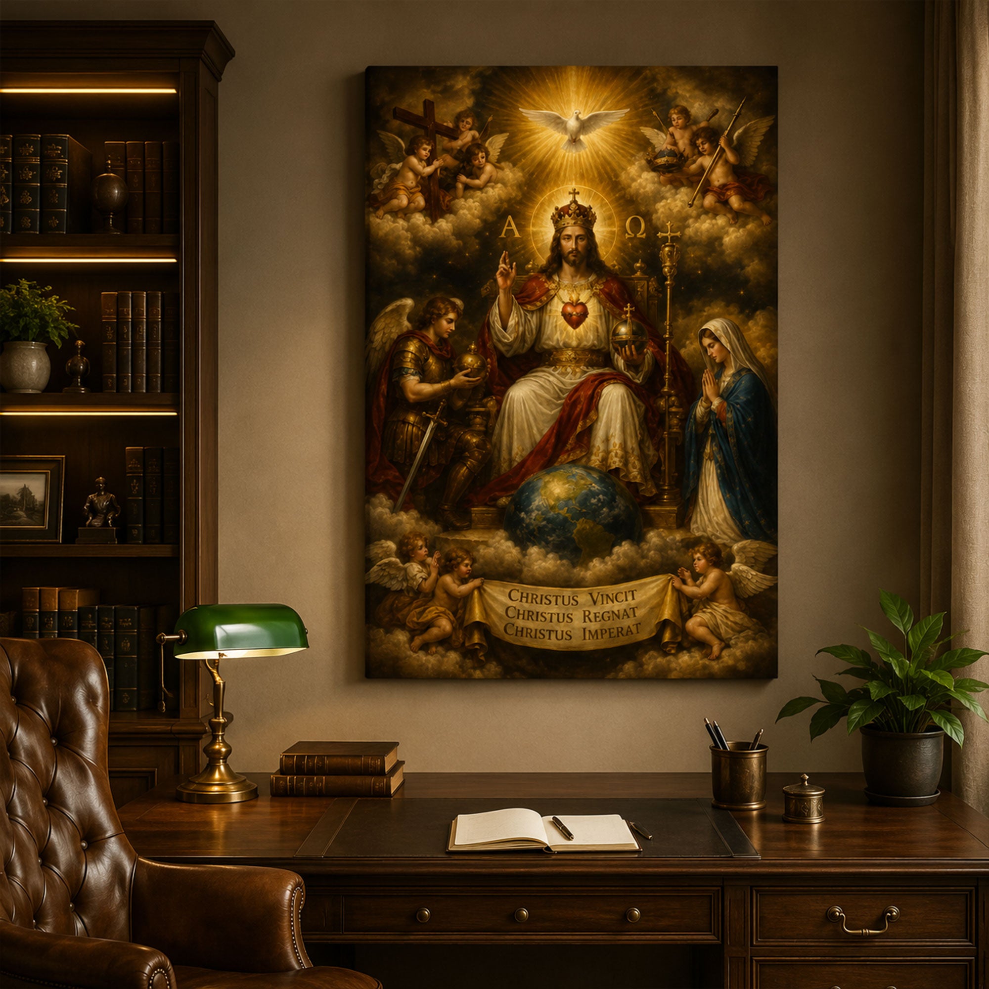 Christ the King Canvas Print, Sacred Heart Catholic Wall Art, Baroque Faith Home Decor