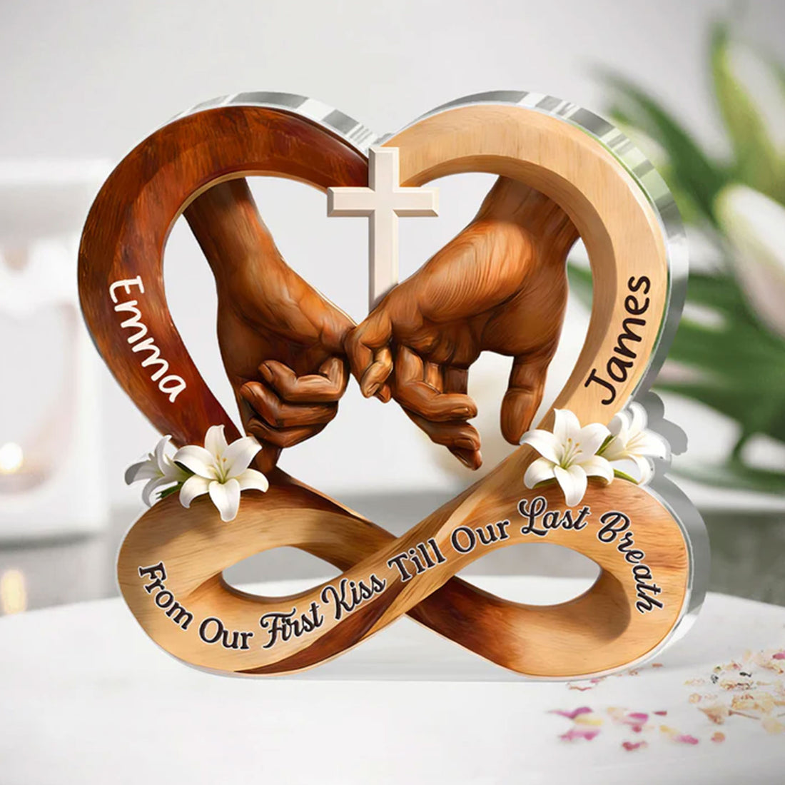 Personalized Christian Couple Acrylic Plaque, From Our First Kiss Till Our Last Breath, Anniversary Gift