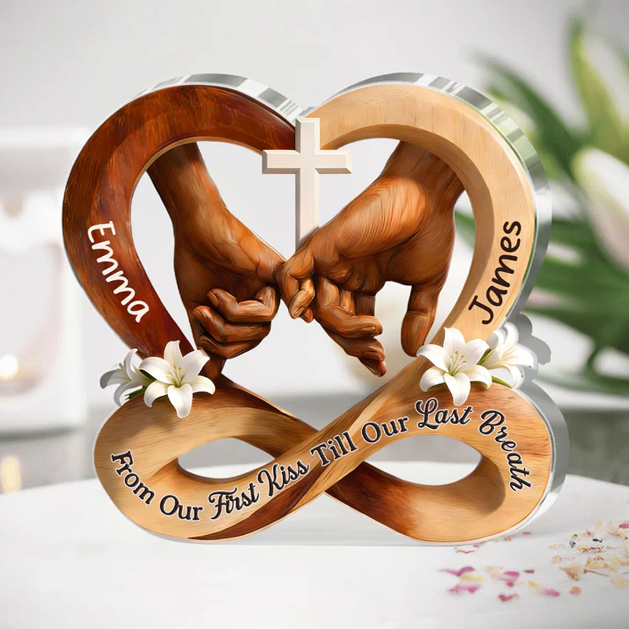 Personalized Christian Couple Acrylic Plaque, From Our First Kiss Till Our Last Breath, Anniversary Gift