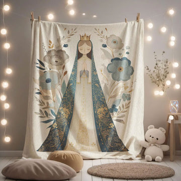 Virgin Mary Fleece Blanket, Sacred Mother Throw, Faith Gift, Religious Art Blanket, Spiritual Home Decor, Catholic Gift