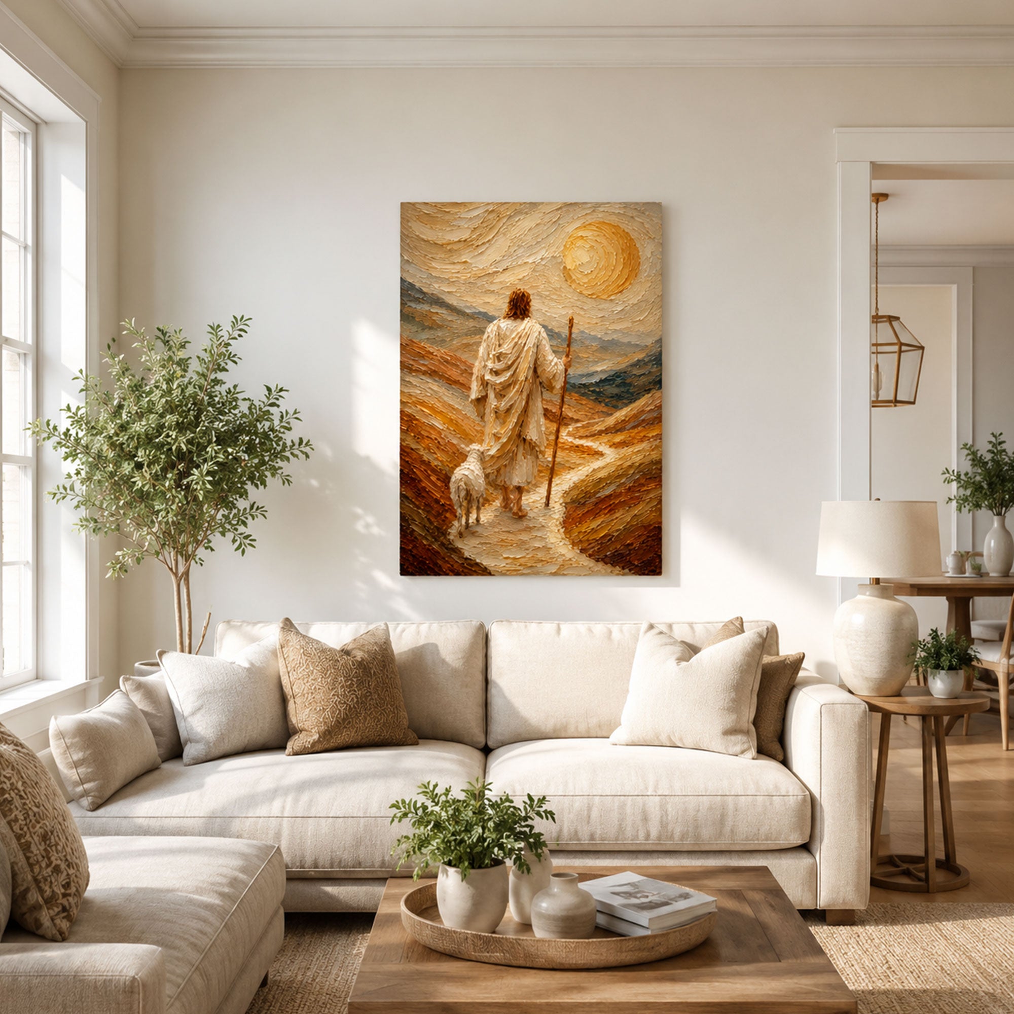 Jesus the Good Shepherd Canvas Print, Psalm 23 Christian Wall Decor, Follow Him Faith Gift