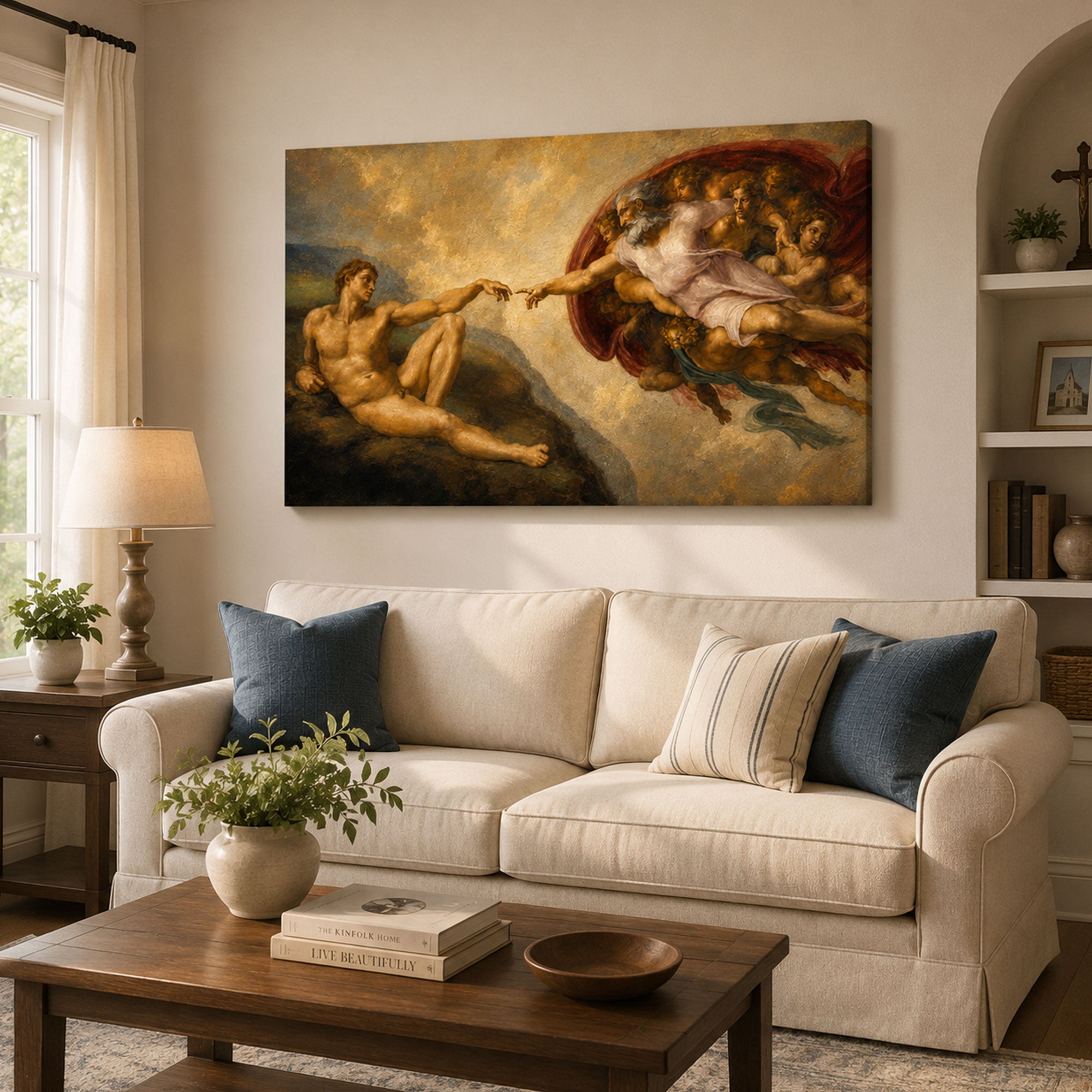 Creation of Adam Canvas Print, Christian Home Decor