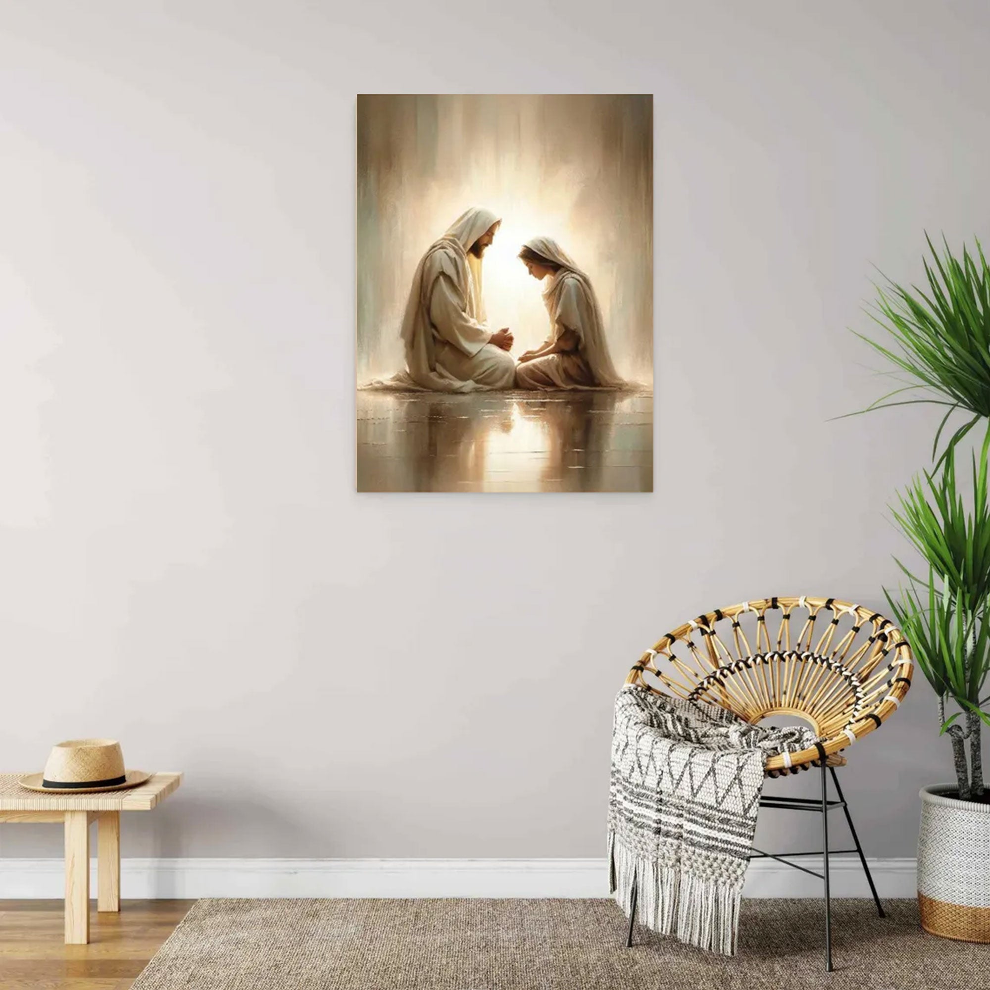 Divine Prayers, Jesus and Girl Canvas Art, Inspirational Picture of Christ, LDS Christian Art & Bible Prints Canvas