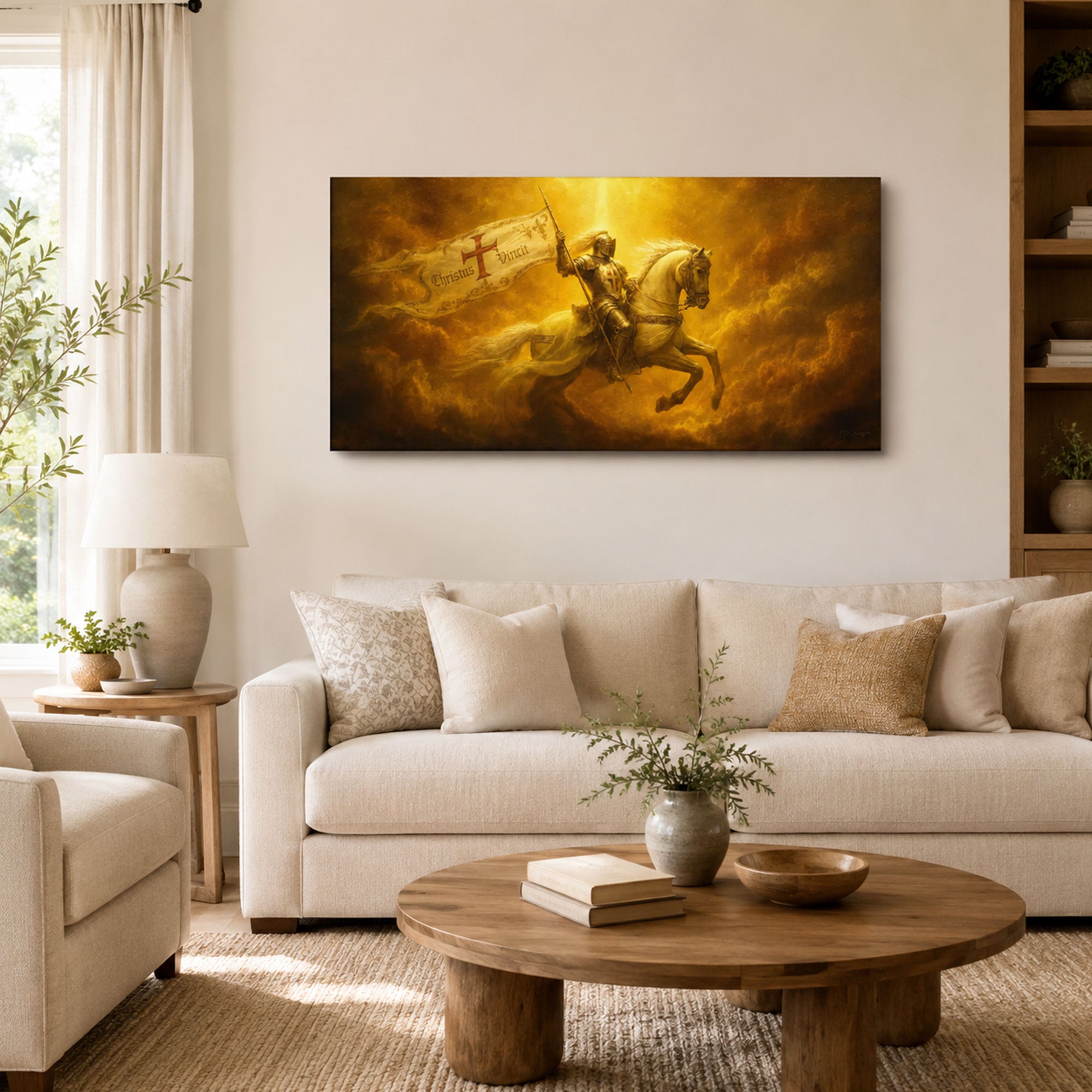 Christus Vincit Christian Knight Canvas Print, Victory in Christ Wall Decor, Faith Warrior Gift