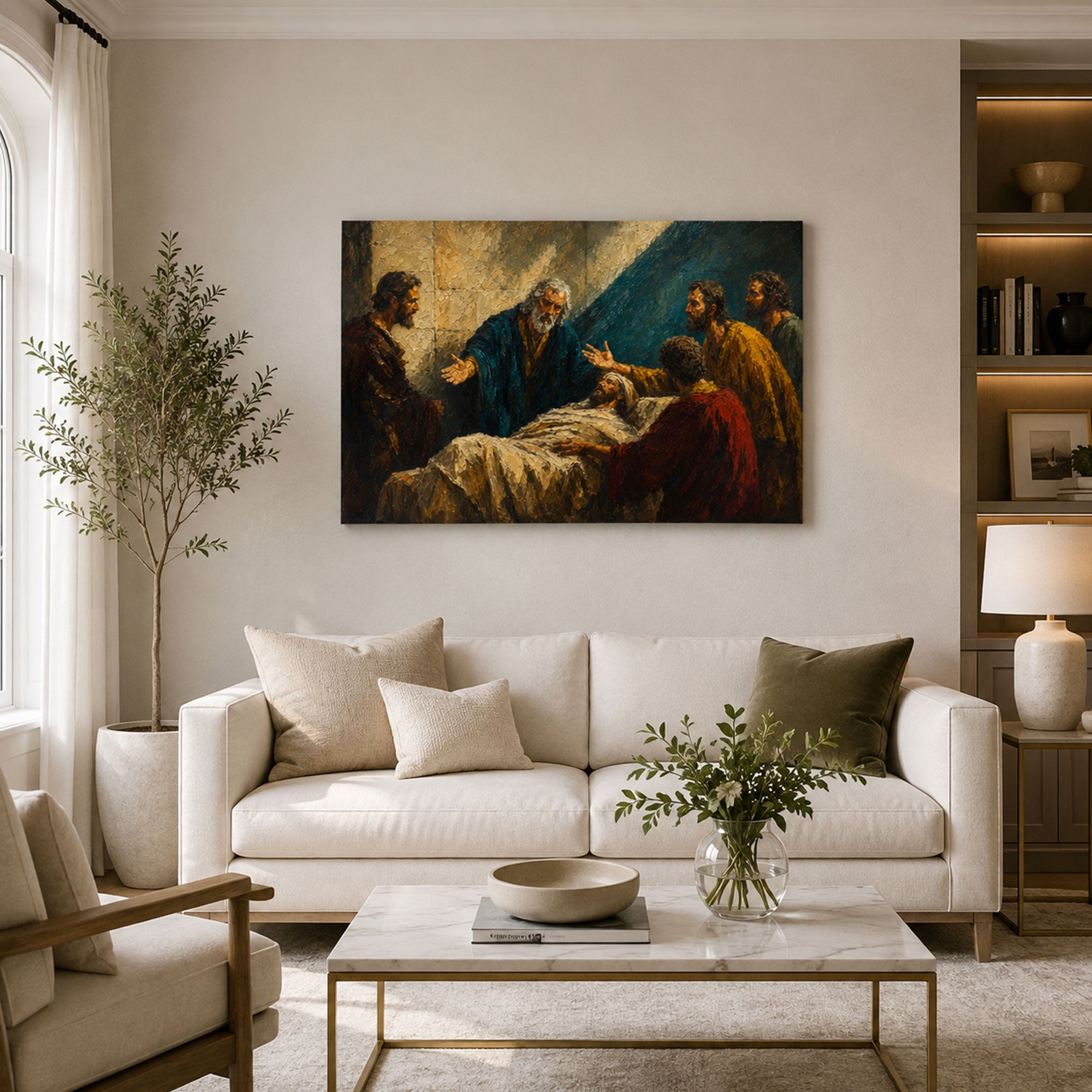 Jesus Healing the Sick Canvas Print, Biblical Healing Christian Wall Decor, Hope and Faith Gift