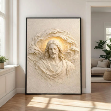 Serene Jesus Christ Canvas Print, Religious Sculpture Style Wall Art, Spiritual Christian Home Decor, Inspirational Faith Gift, Sacred Wall Hanging