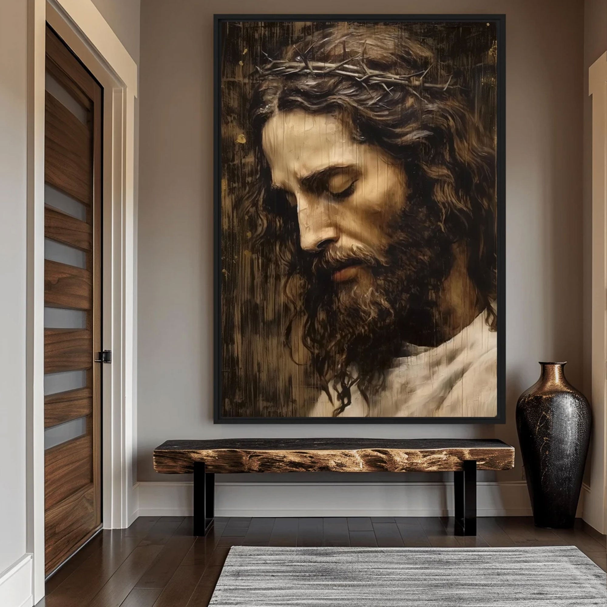 Jesus Christ Portrait Canvas Print, Religious Christian Wall Decor, Inspirational Faith Home Artwork