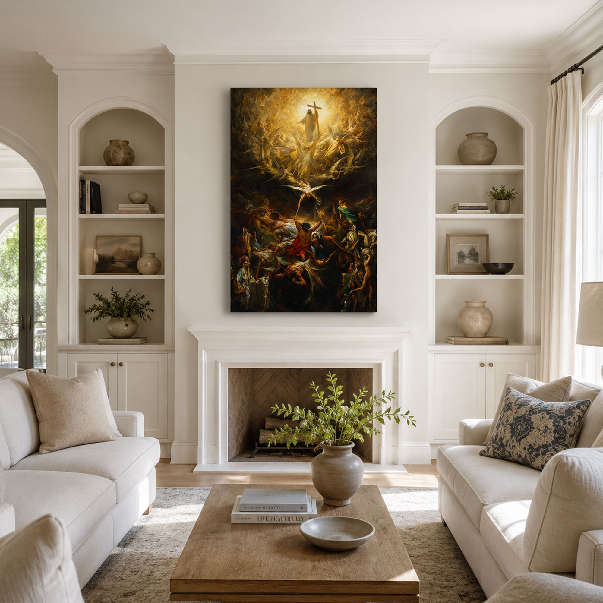 Triumph of Jesus Christ Canvas Print, Victory Over Evil Christian Wall Decor, Catholic Faith Gift