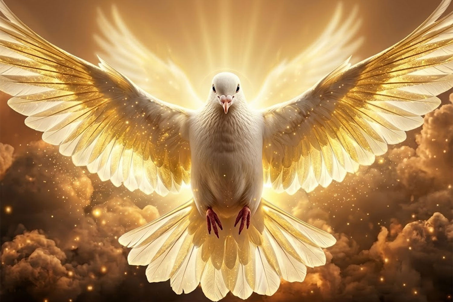 Holy Spirit Dove Canvas Print, Golden Light Christian Wall Art, Symbol of Divine Presence and Power, Pentecost Religious Decor, Inspirational Faith Gift
