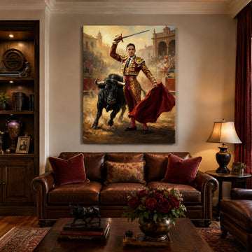 Custom Face For Dad Matador Canvas, Personalized Bullfighter Portrait, Funny Father’s Day Gift