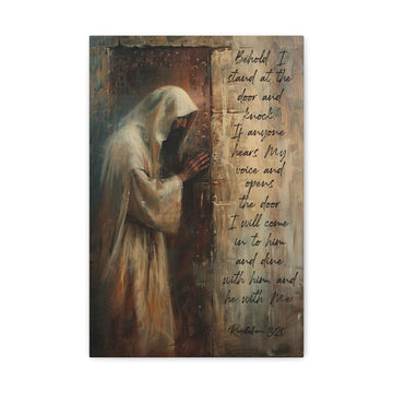 Jesus Knocking Canvas Wall Art, Christian Home Decor, Religious Faith Painting Gift