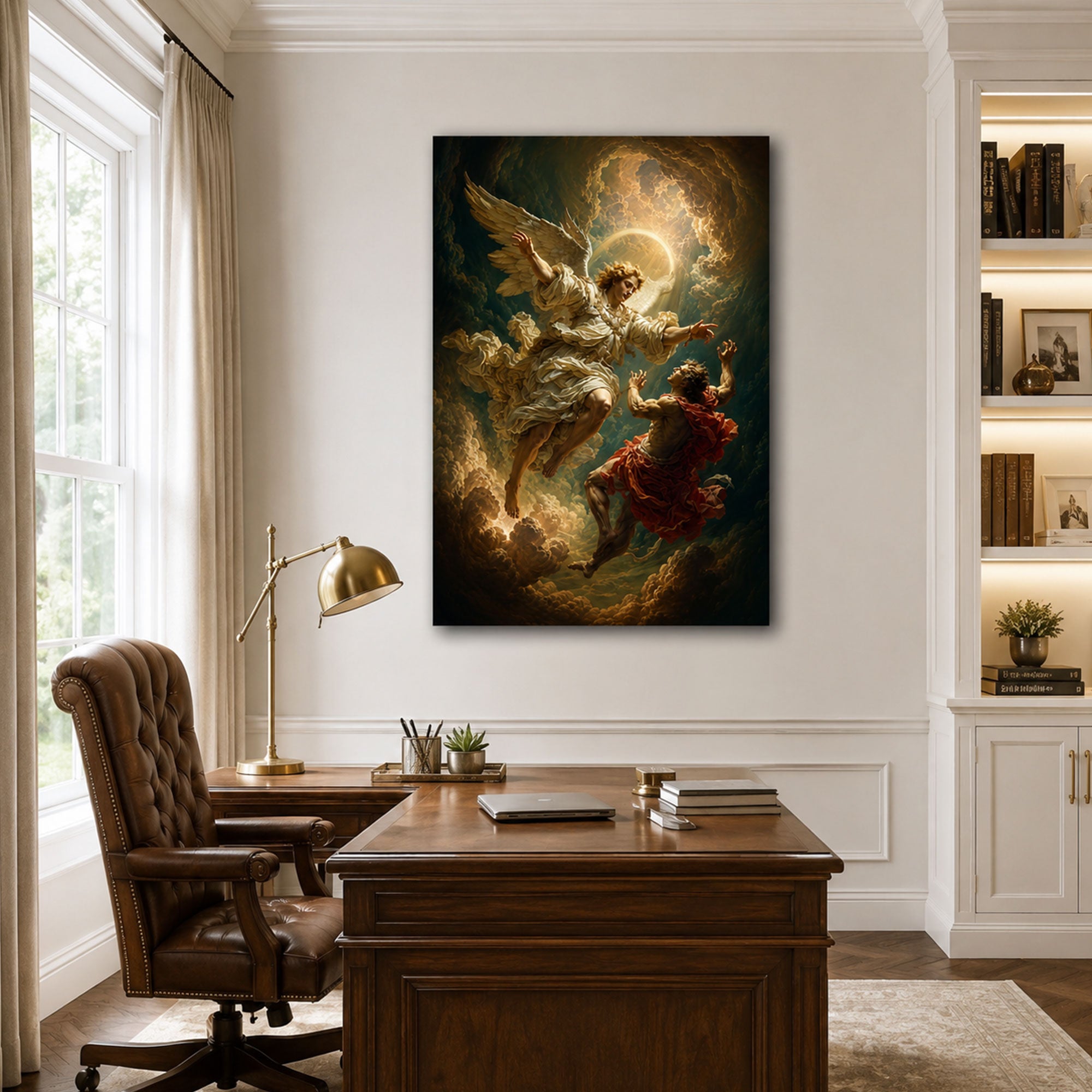 Heavenly Angel Rescue Canvas Print, Christian Faith Wall Decor Gift