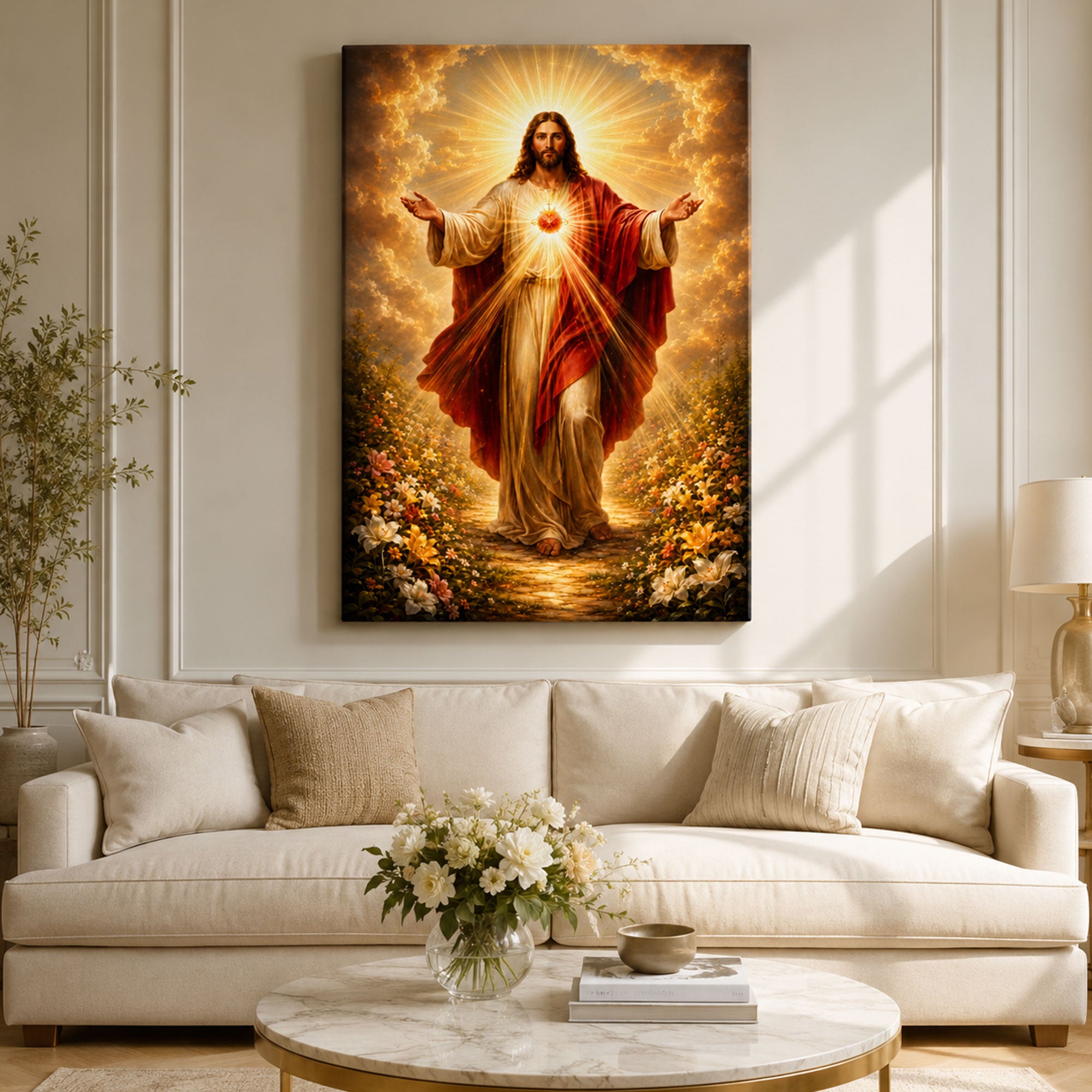Sacred Heart of Jesus Matte Canvas Print, Catholic Christian Wall Art, Inspirational Faith Home Decor