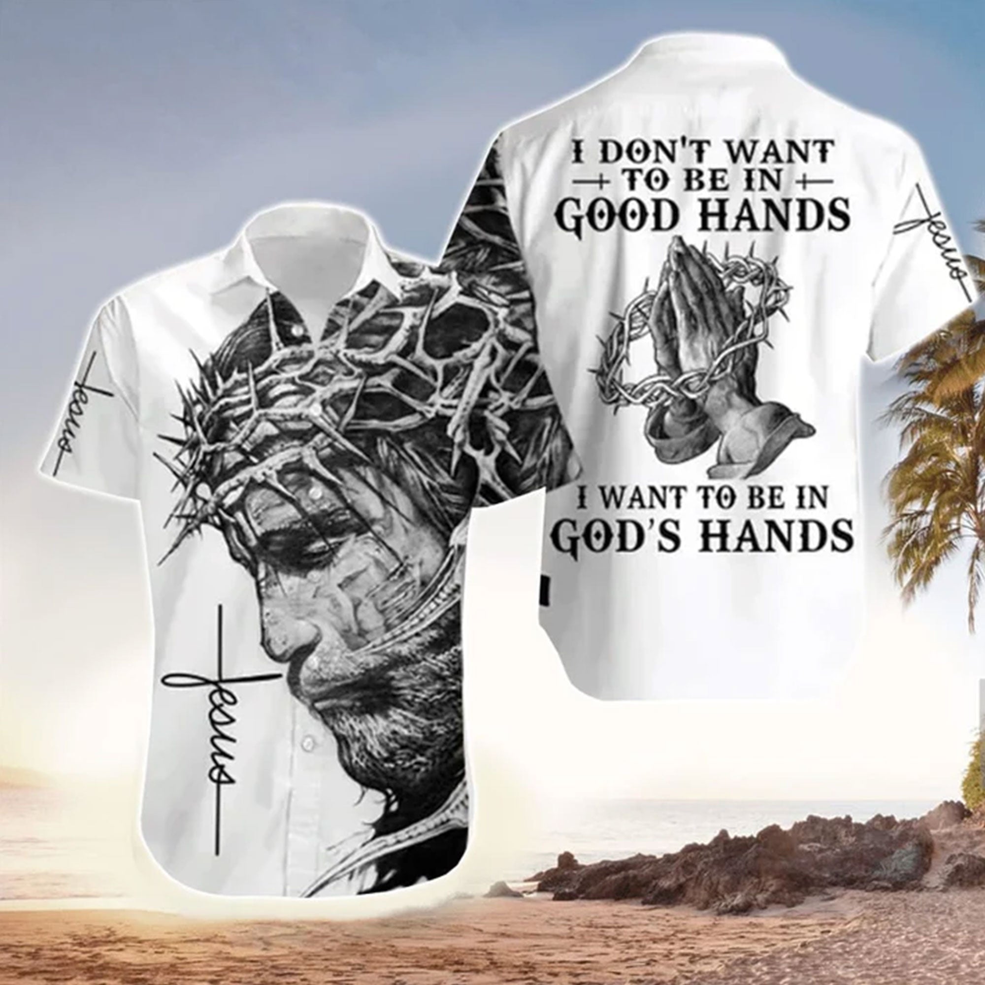 Christian Hawaiian Shirt, I Want to Be in God’s Hand Jesus Aloha Shirt, Faith Gift Idea
