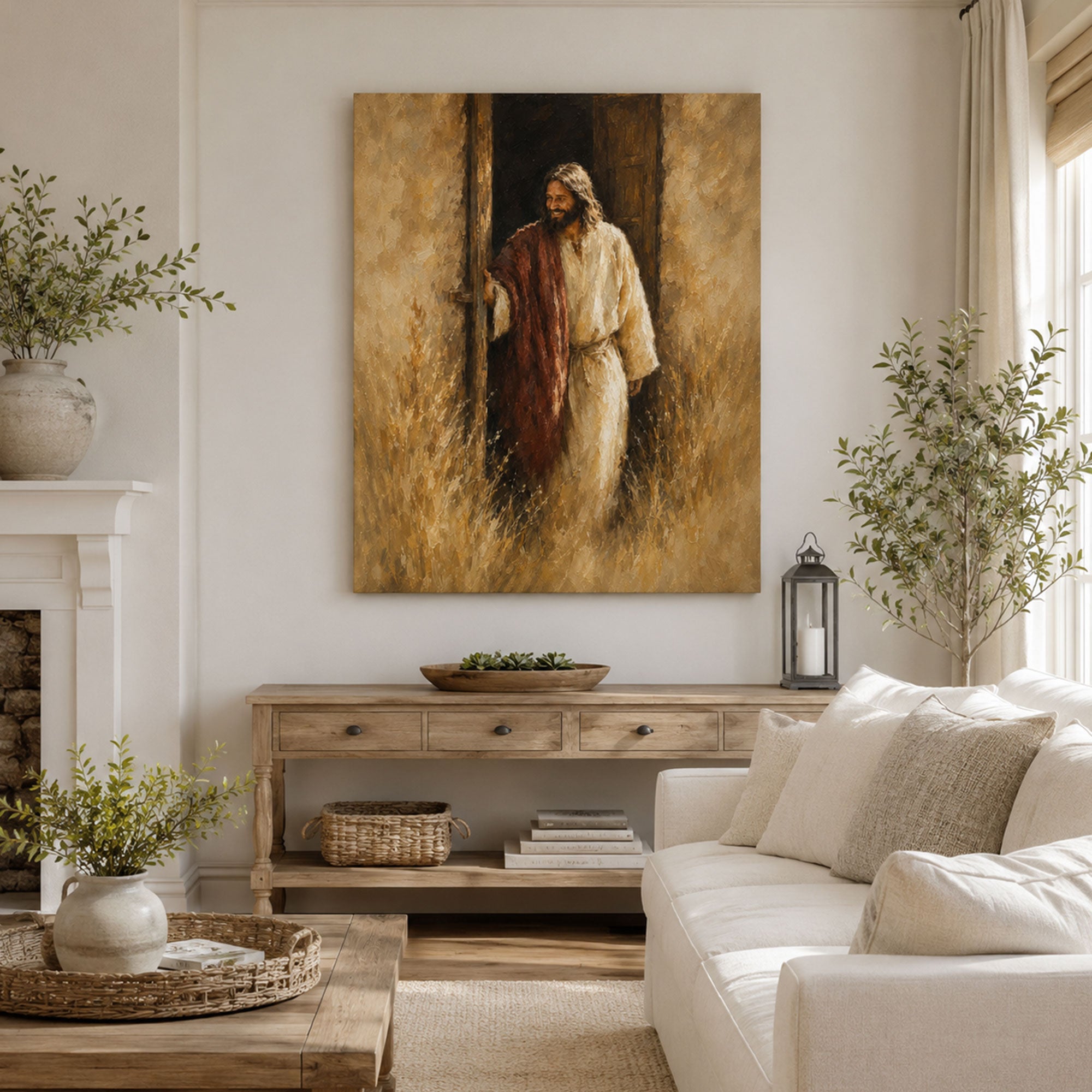 Jesus Welcoming You at the Open Door Canvas Print, Christian Home Decor