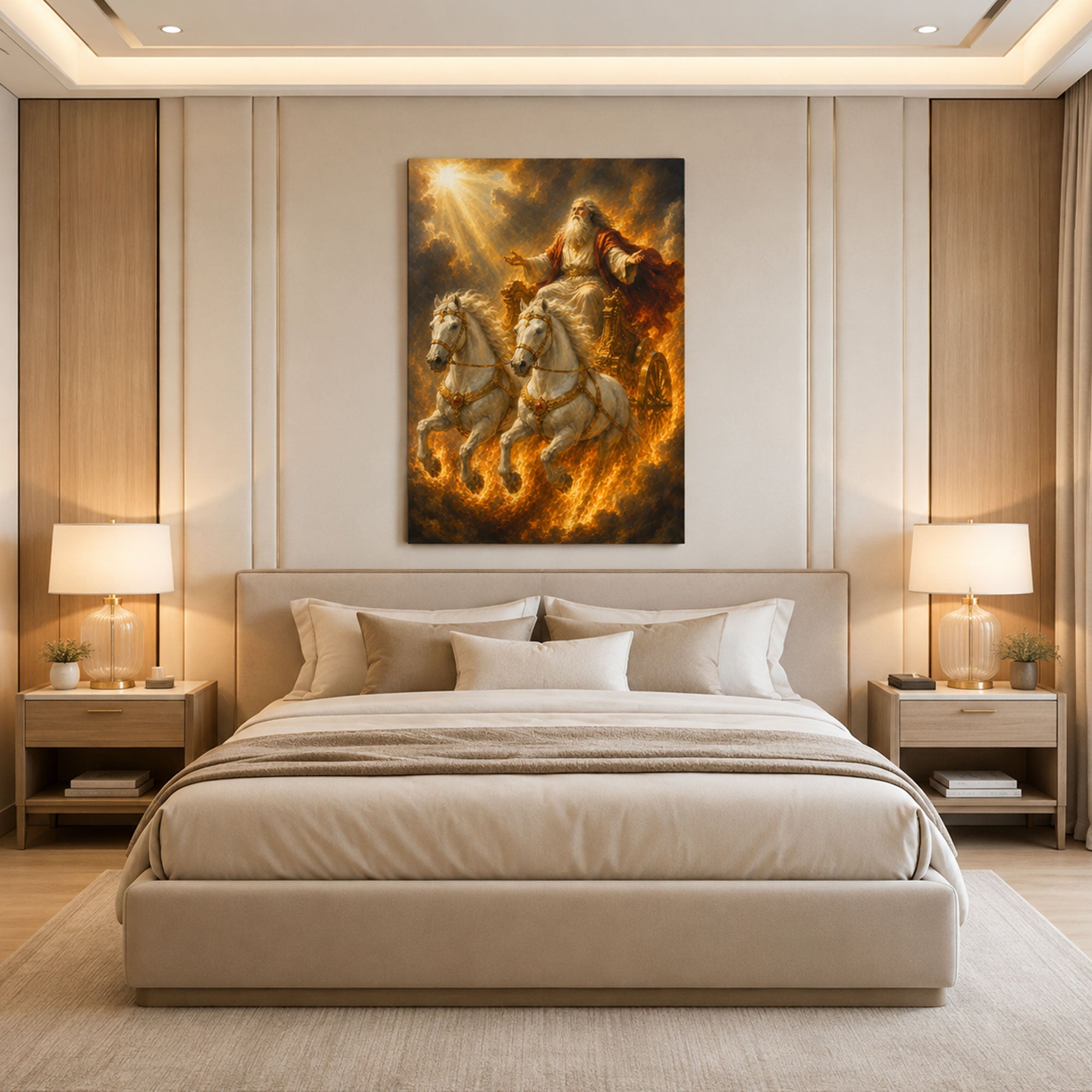 Elijah Taken Up to Heaven Canvas Print, Chariot of Fire 2 Kings 2:11 Christian Wall Decor, Faith Gift