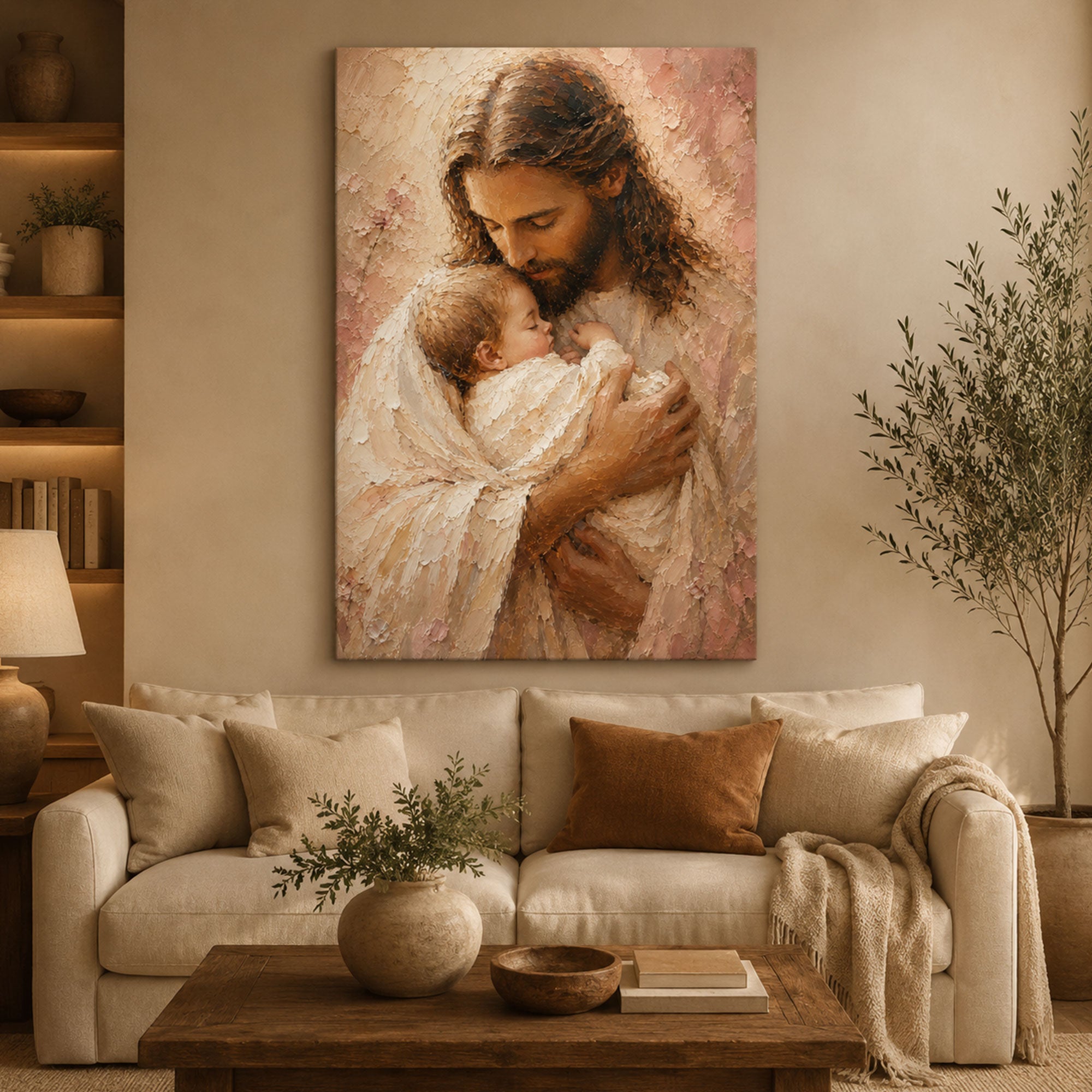 Jesus Holding a Child Canvas Print, Christian Nursery Wall Art, Faith Inspired Baby Room Decor, Religious Home Gift