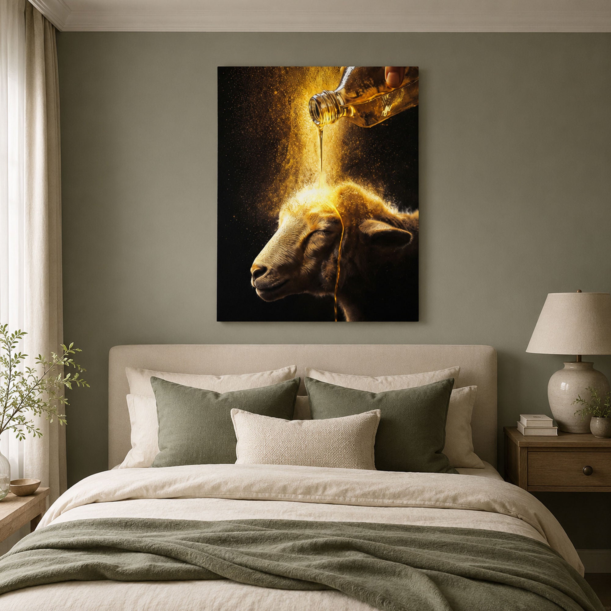 “Anointed With His Glory” Psalm 23:5 Canvas Print, Christian Faith Wall Art, Inspirational Scripture Decor