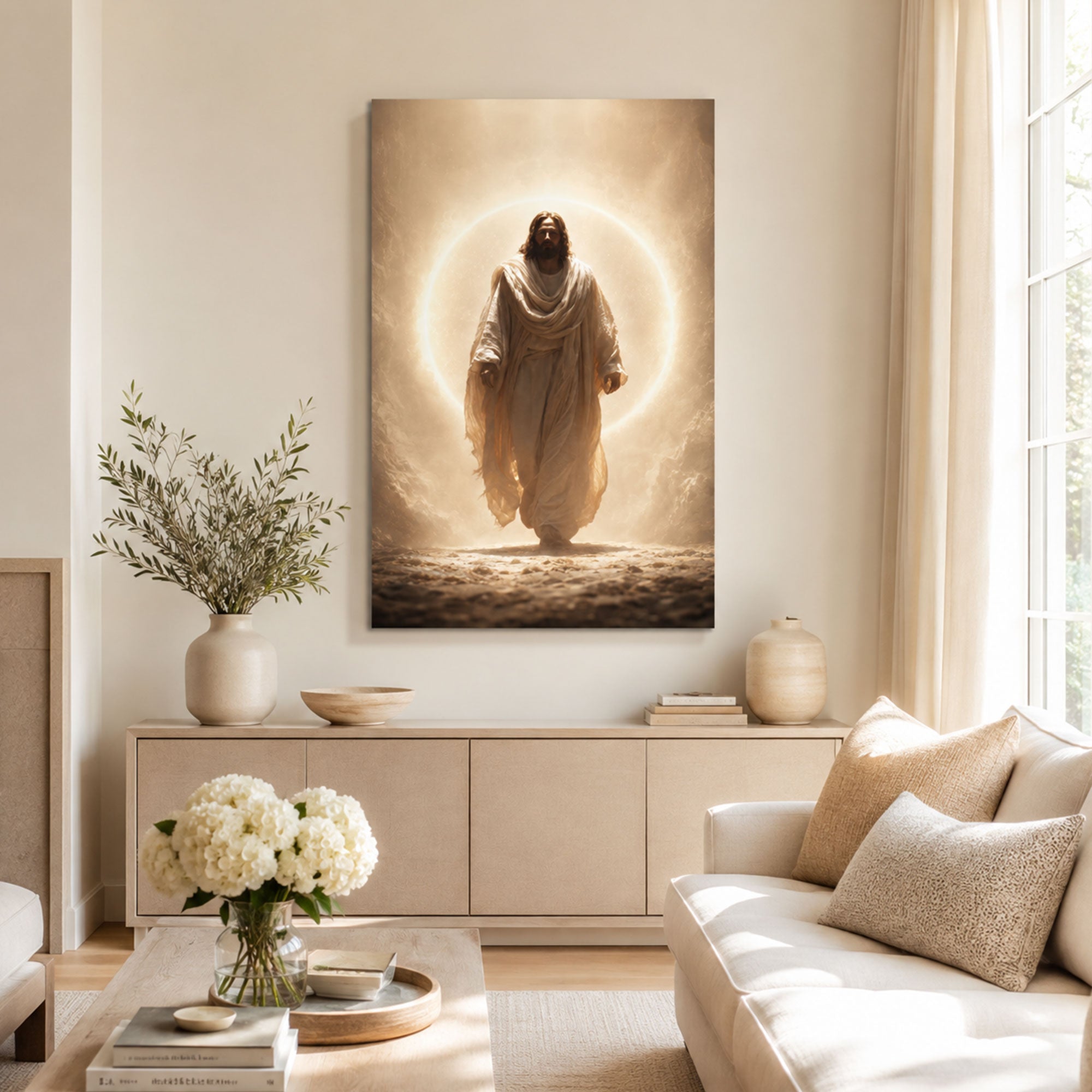 Risen Jesus Walking in Glory Canvas Print, Resurrection Christian Wall Decor, Faith Gift