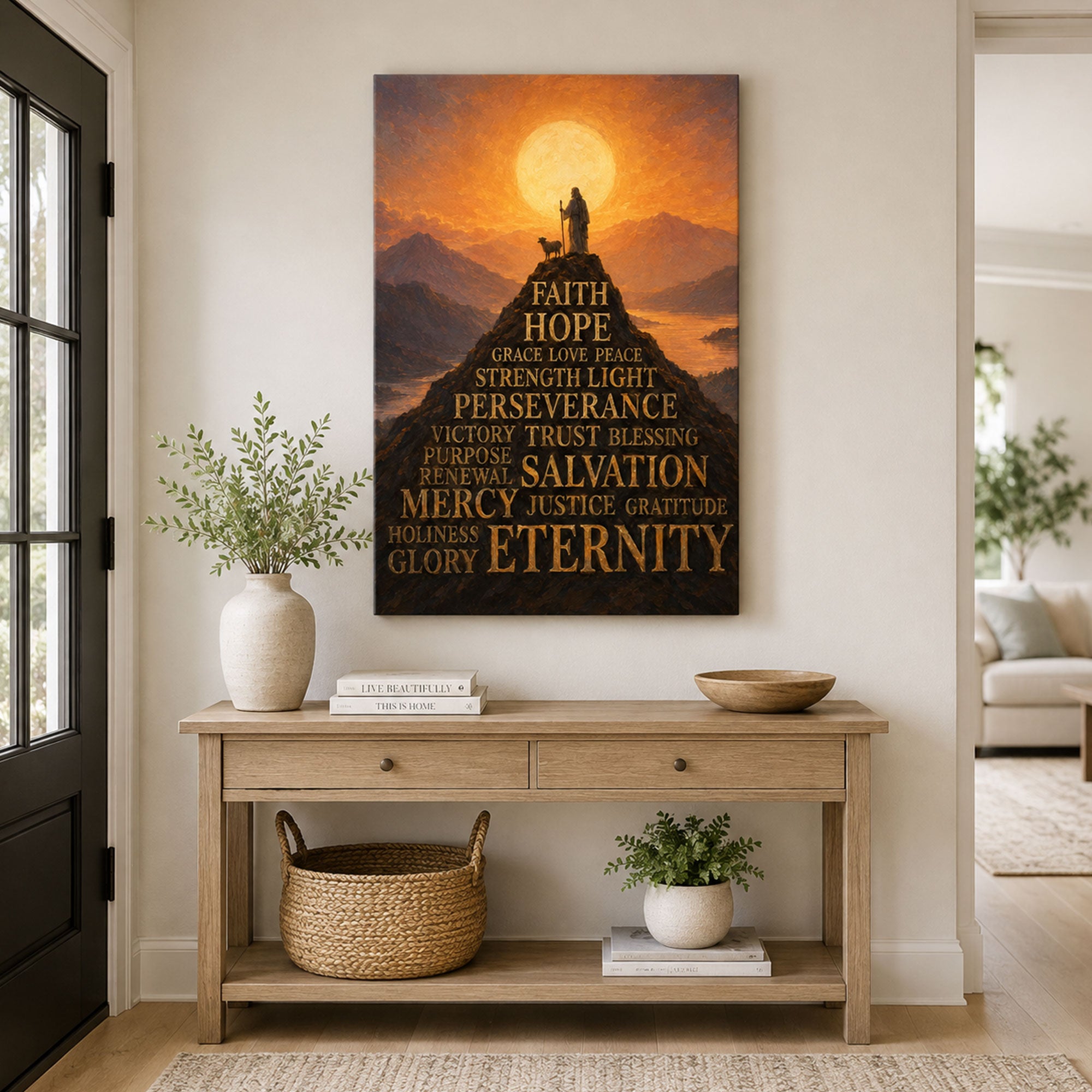 Faith Hope Love Jesus Canvas Print, Christian Inspirational Wall Decor, Salvation Faith Gift