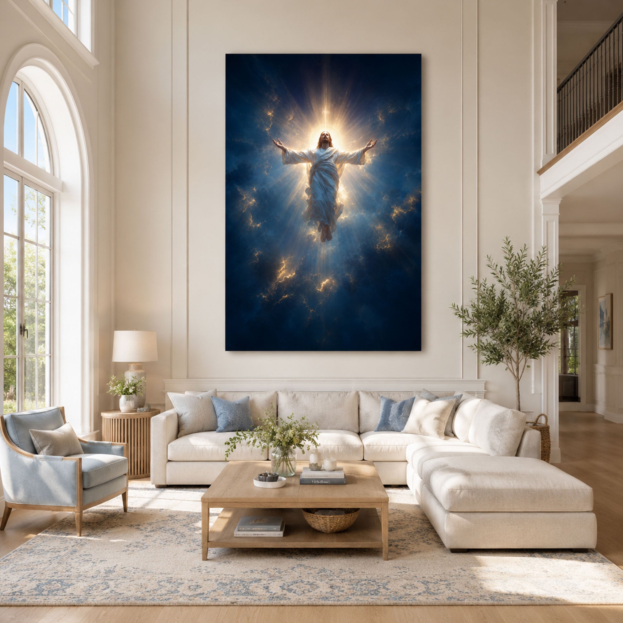 Ascension Jesus Canvas Print, Heavenly Christian Wall Art, Glorious Savior Faith Decor