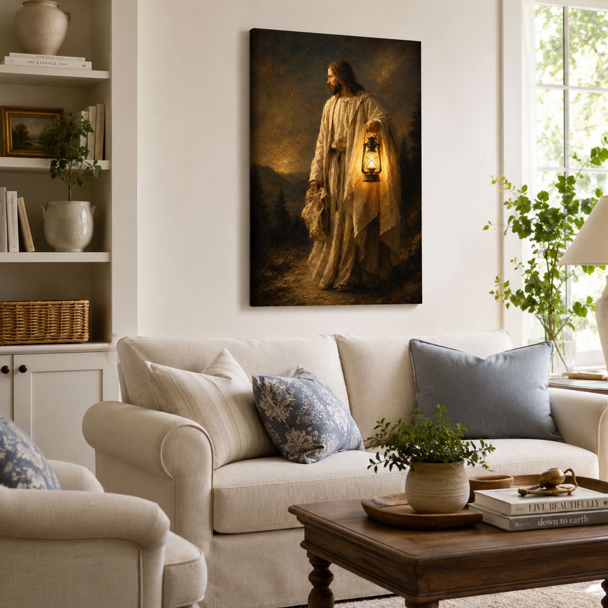 Jesus Seeking the Lost by Lantern Light Canvas Print, Christian Faith Decor