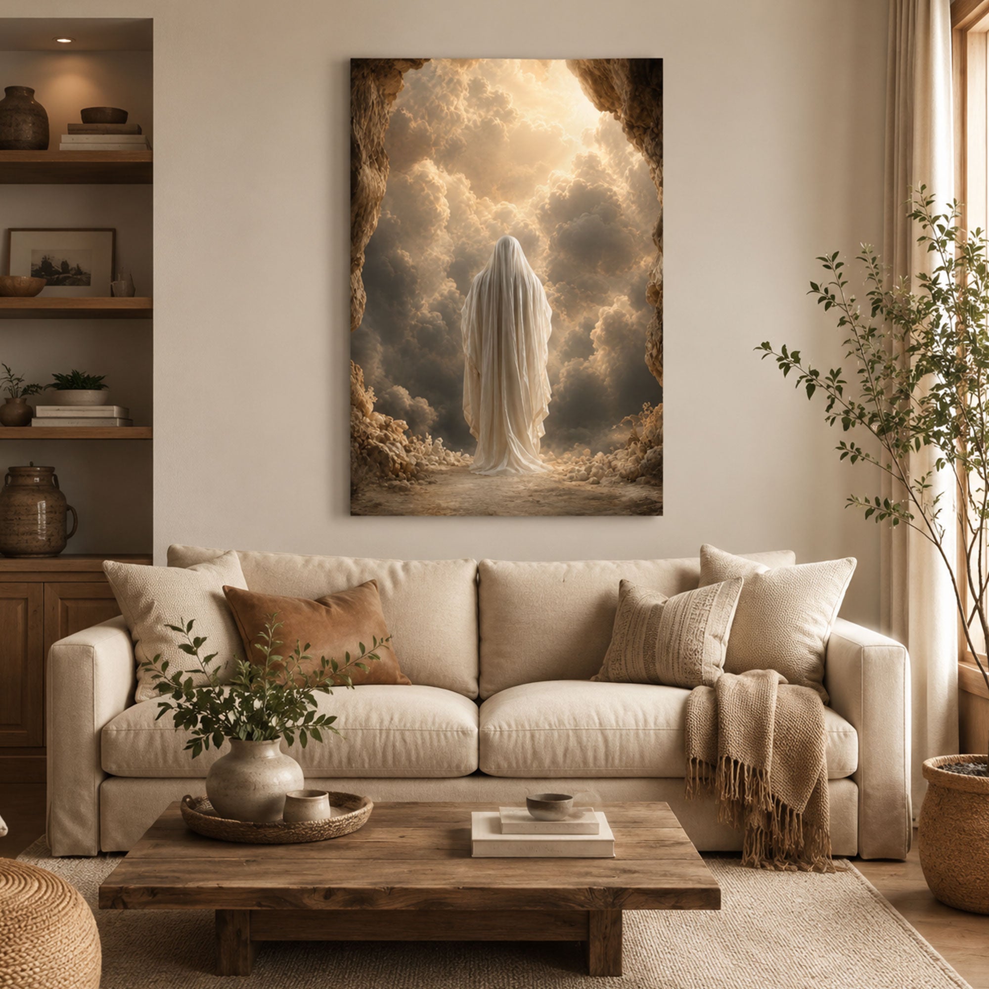 Risen Christ Empty Tomb Canvas Print, Resurrection Jesus Christian Wall Art, Faith Home Decor Gift
