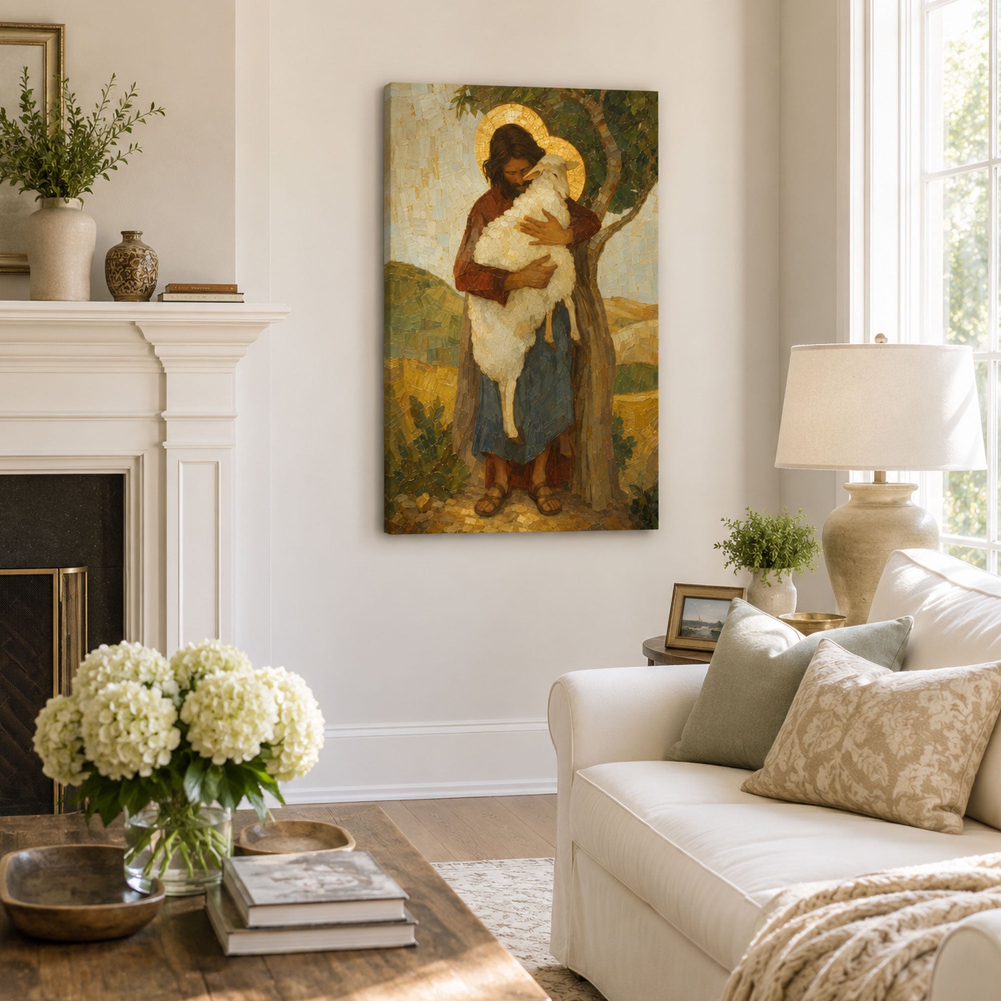 Jesus the Good Shepherd Canvas Print, Christian Home Decor
