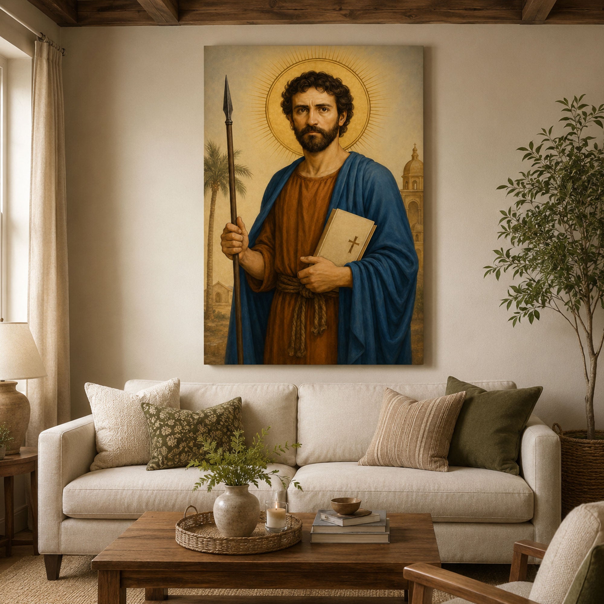 Saint Thomas Apostle Canvas Print, Catholic Apostle Wall Art, Faith Home Decor Gift