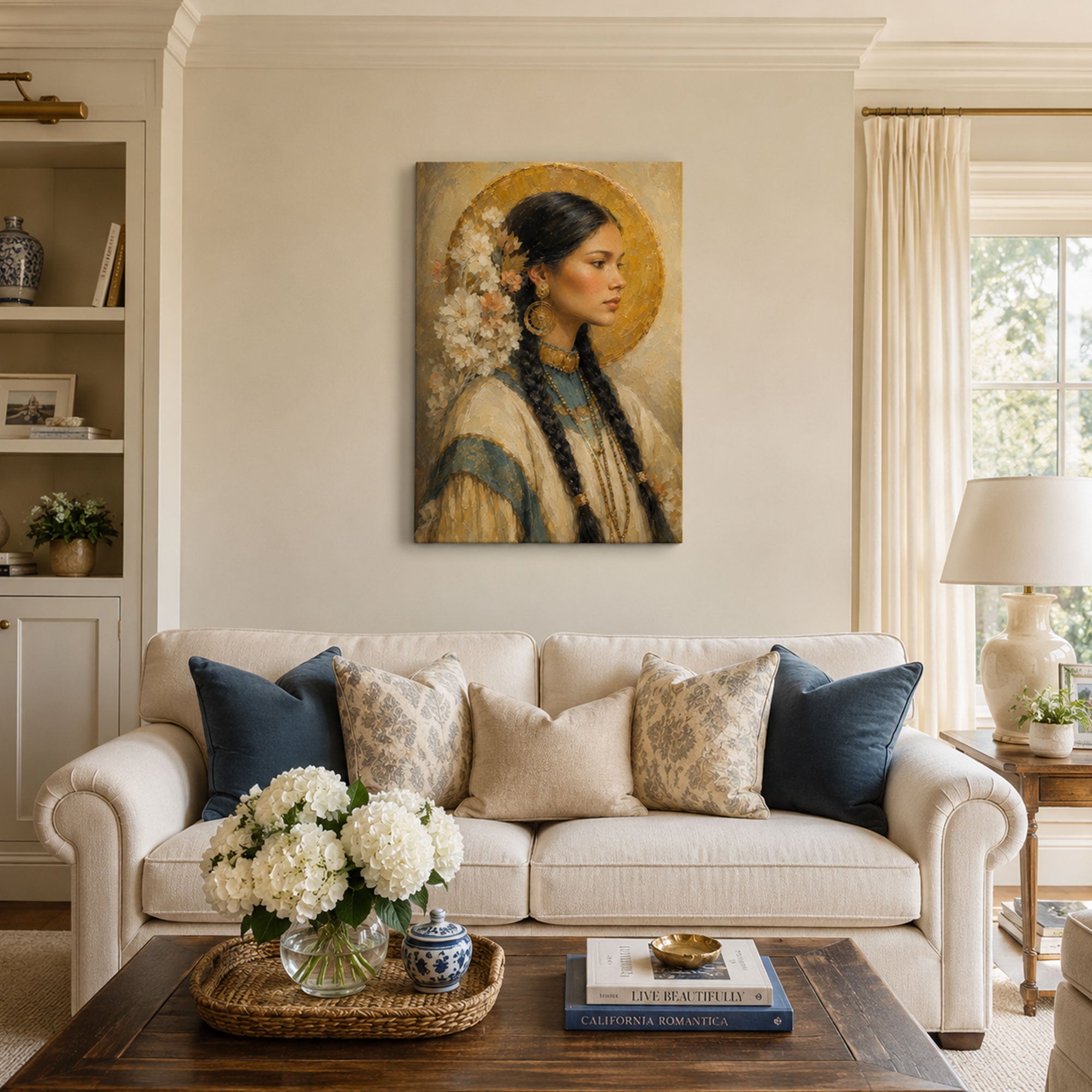 Lily of the Mohawks Canvas Print, Saint Kateri Catholic Home Decor Gift