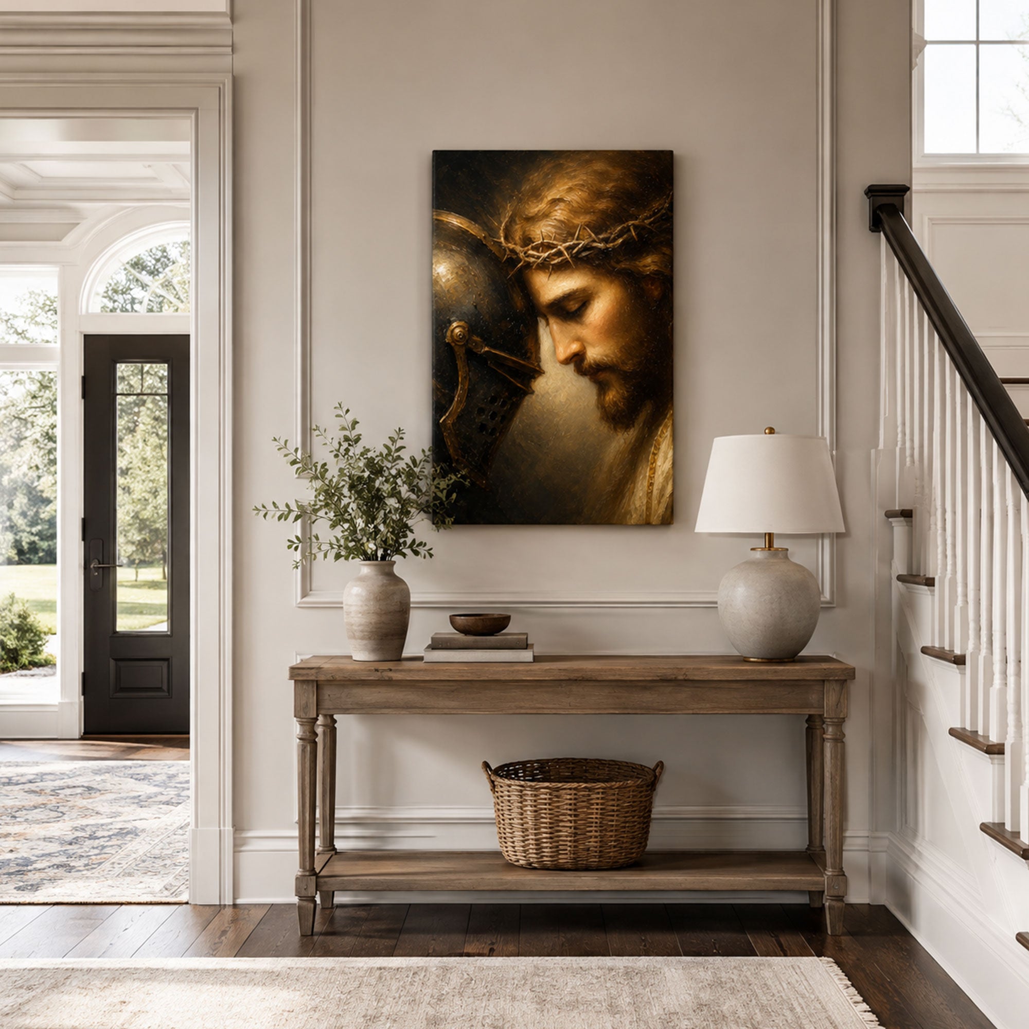 Jesus Crown of Thorns Canvas Print, Ecce Homo Christian Wall Decor, Catholic Faith Gift