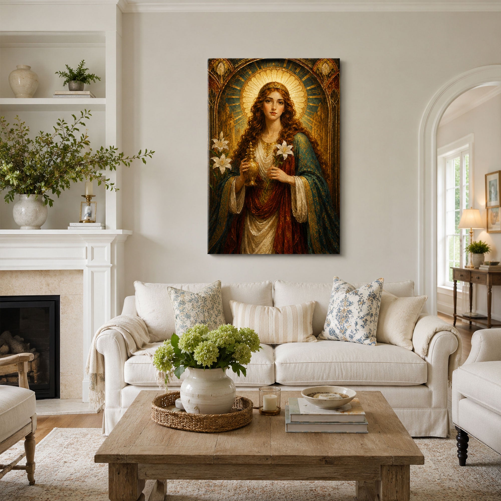 Saint Mary Magdalene with Alabaster Jar Canvas Print, Catholic Faith Decor