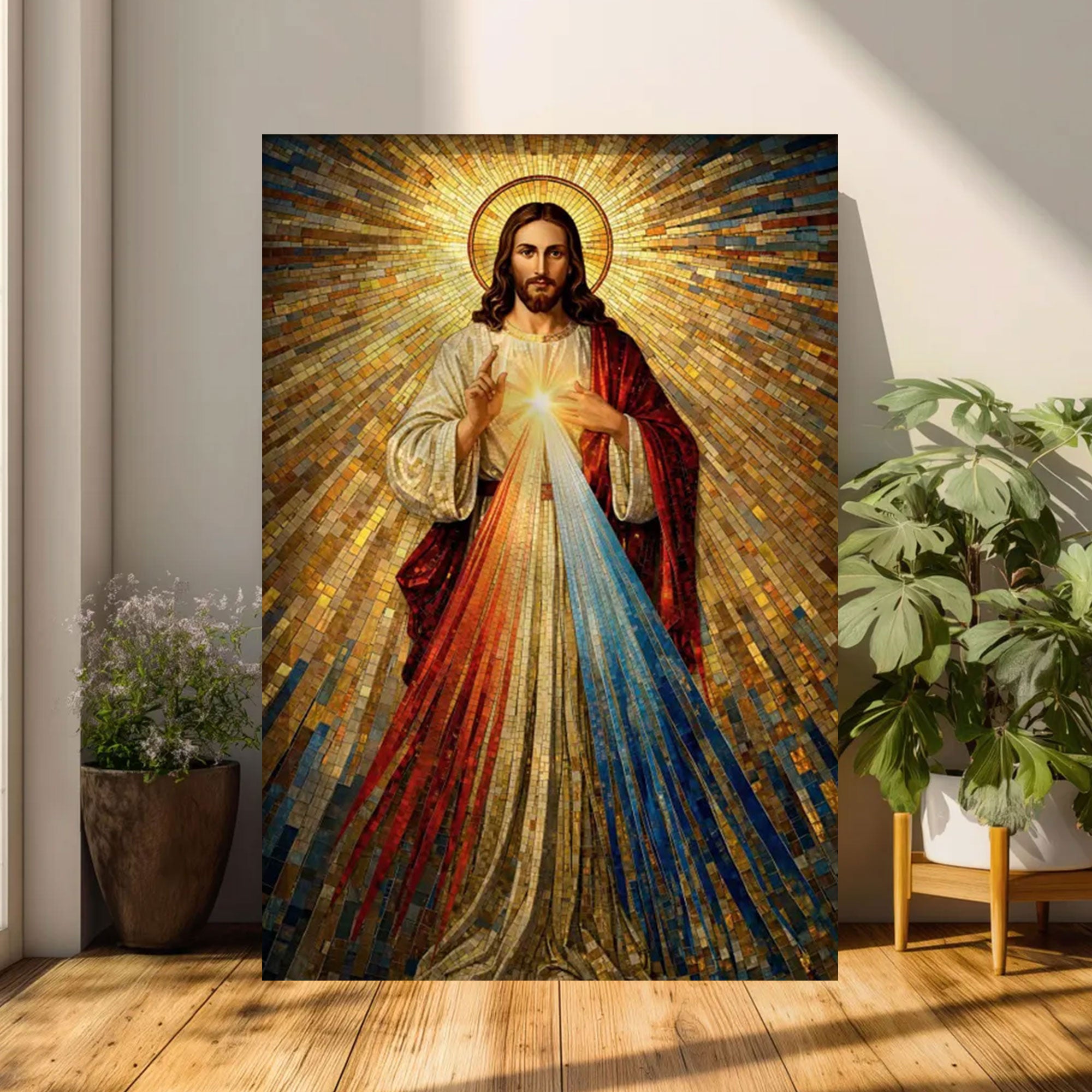 Divine Mercy Wall Art Jesus Mosaic Christian Icon Religious Gift Prayer Room Home Decor